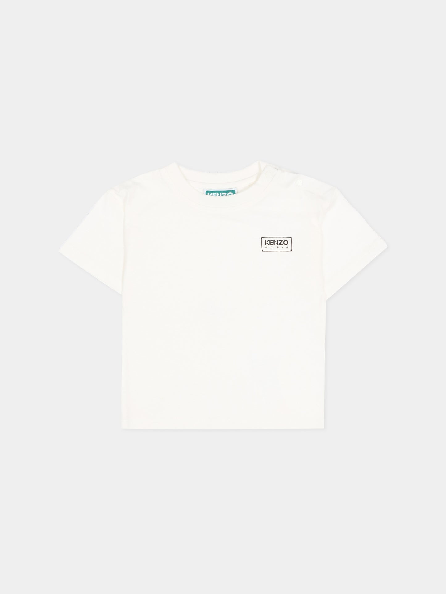 T-Shirt avorio per neonati con logo,Kenzo Kids,K61724 117