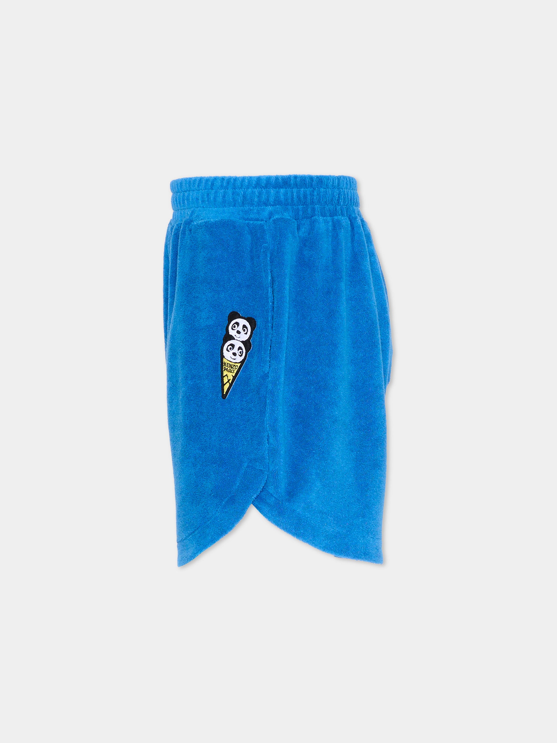 Shorts blu per bambini con patch panda,Kenzo Kids,K61778 871
