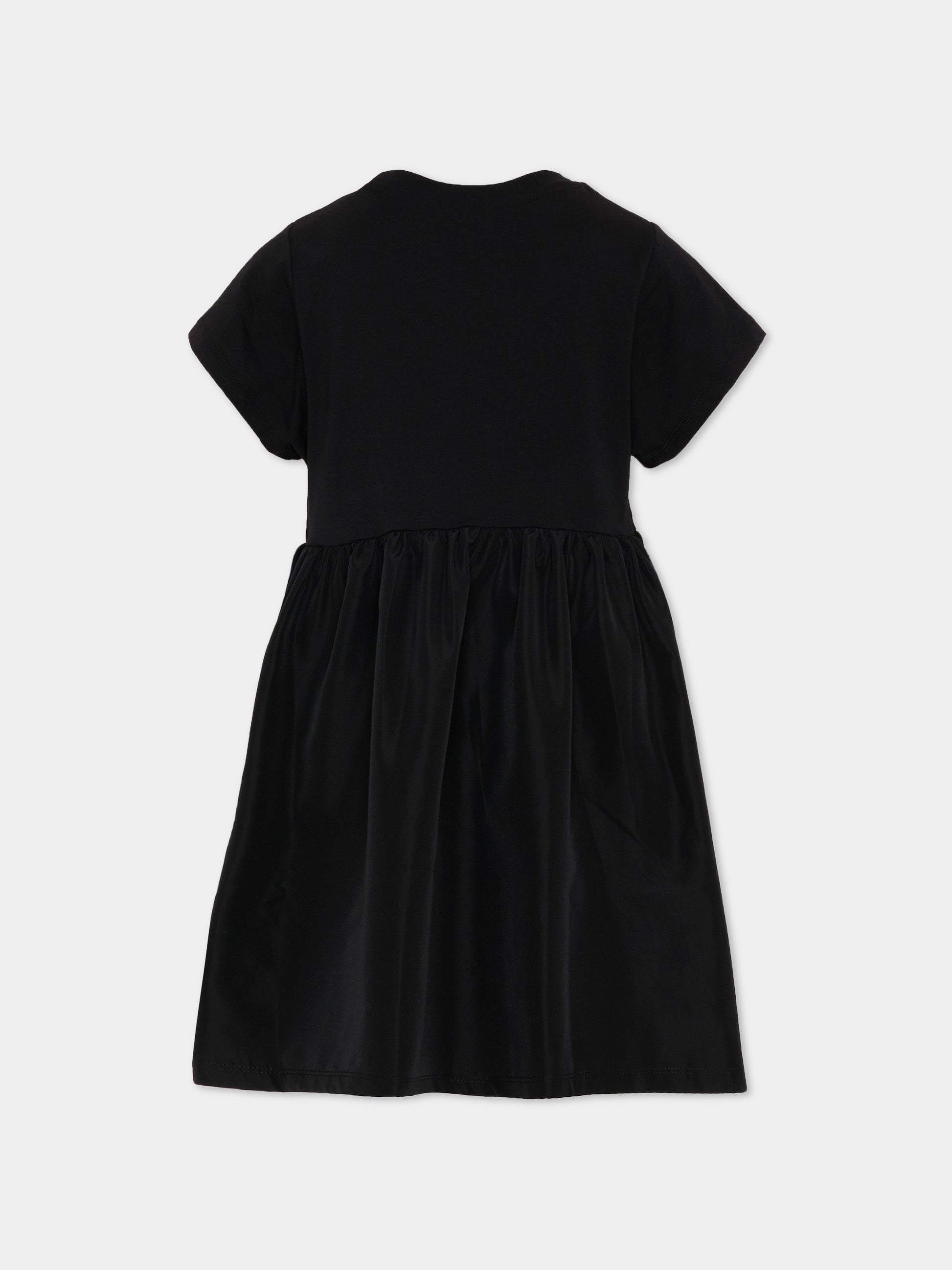 Vestito nero per bambina con logo papavero,Kenzo Kids,K61781 09B