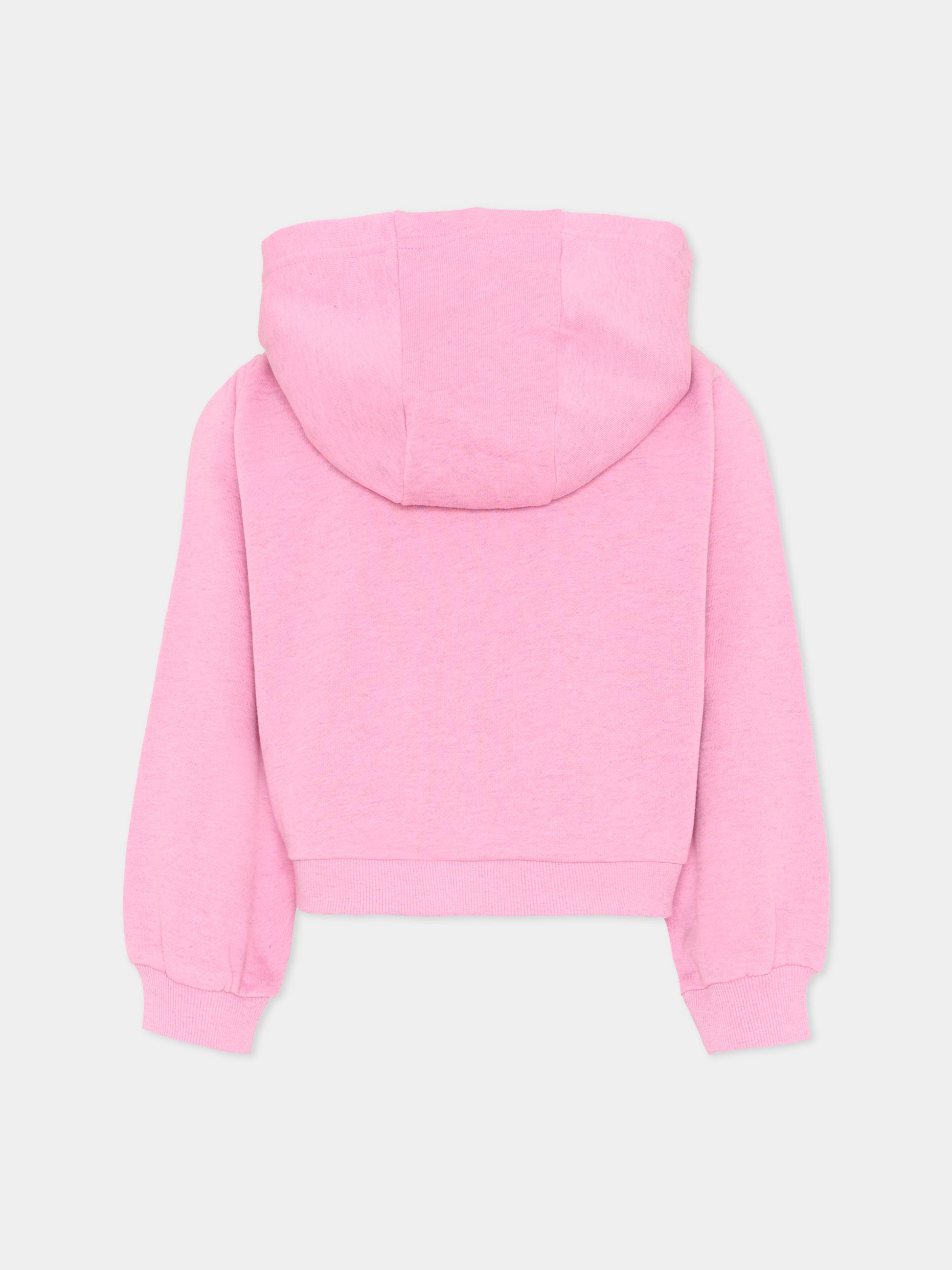 Felpa rosa melange per bambina con logo,Kenzo Kids,K61788 47F