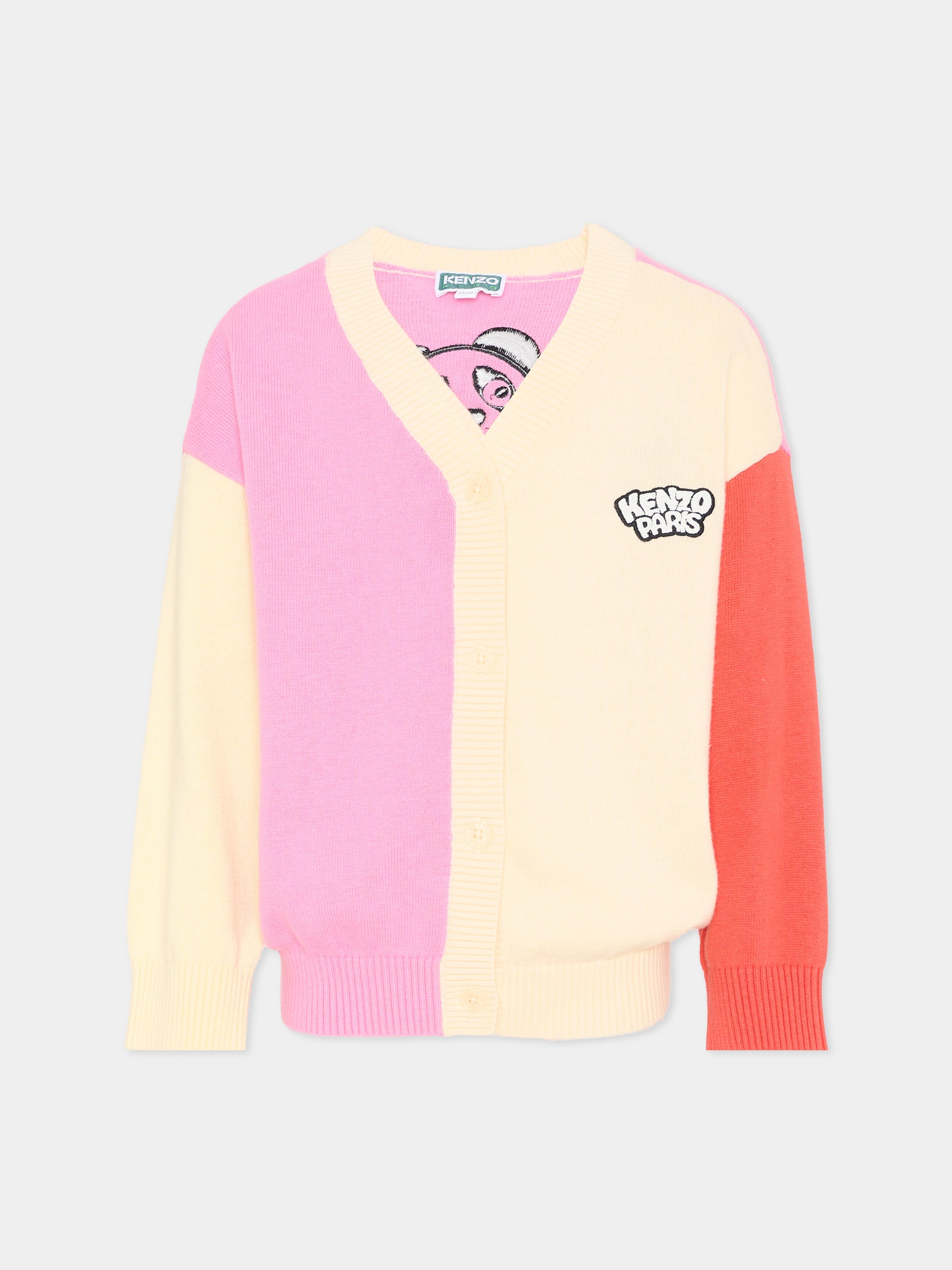 Cardigan multicolor per bambina con patch,Kenzo Kids,K61791 47F