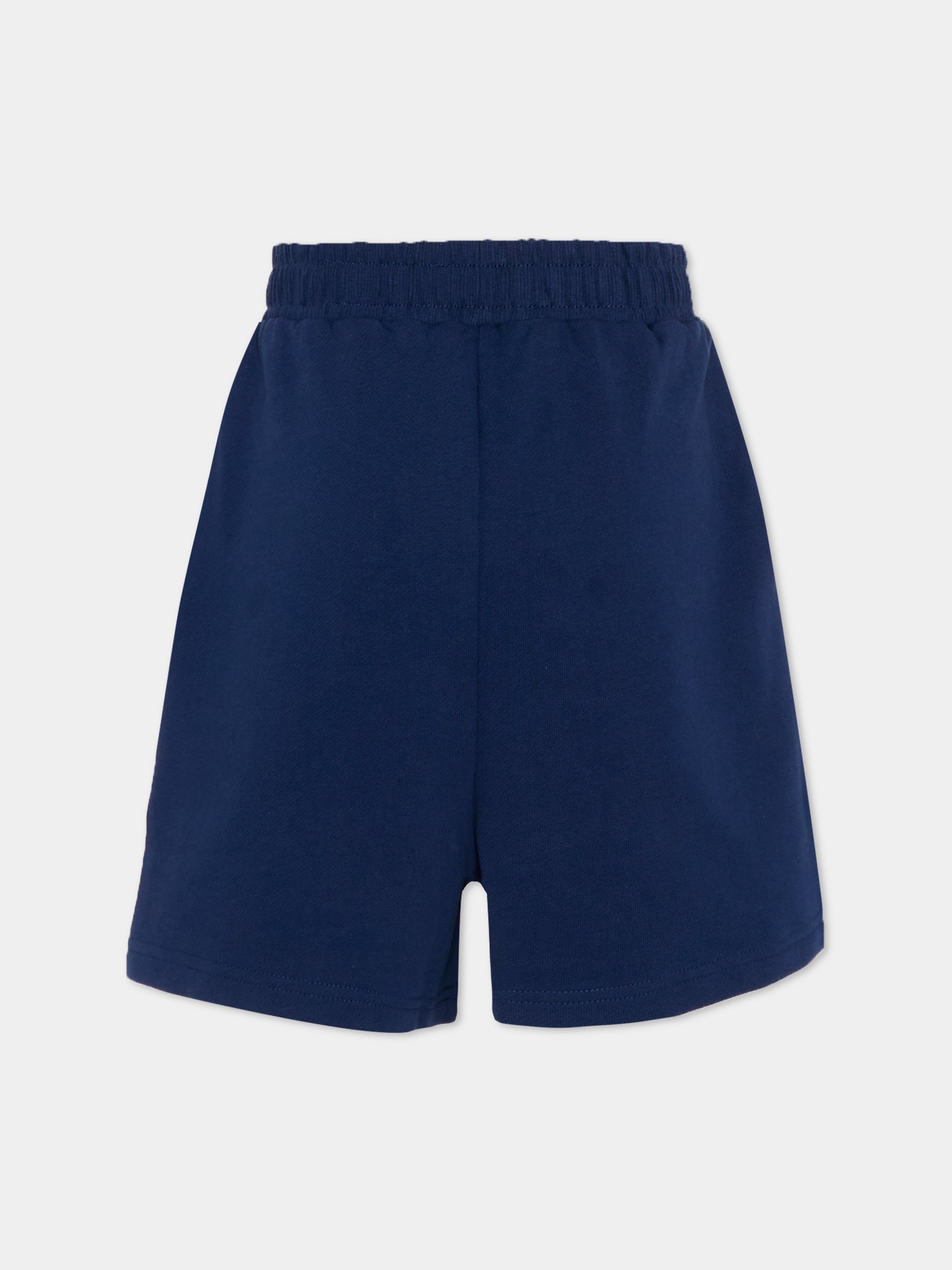 Shorts sportivi blu per bambina con fiore Boke,Kenzo Kids,K61797 84N
