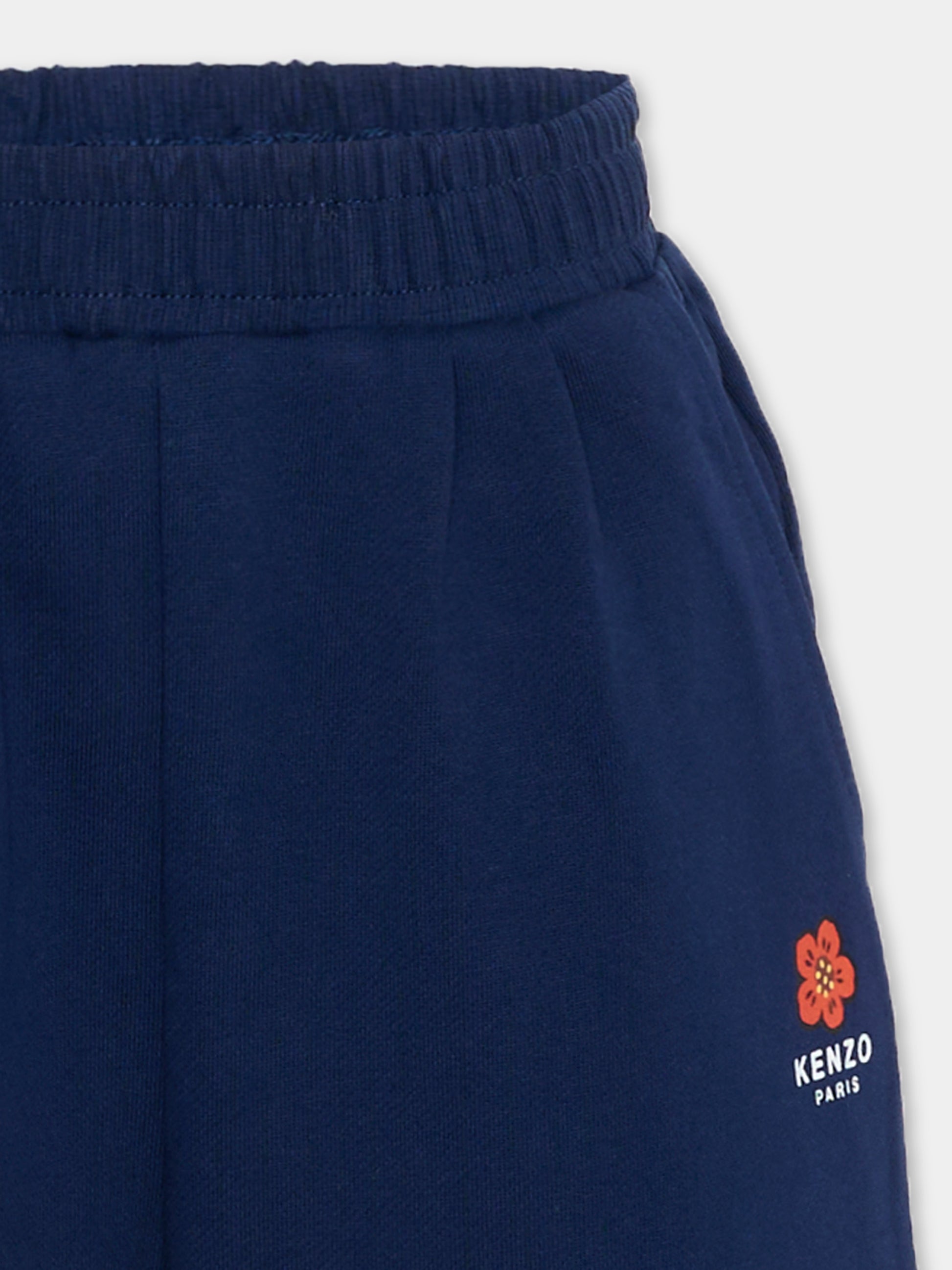 Shorts sportivi blu per bambina con fiore Boke,Kenzo Kids,K61797 84N
