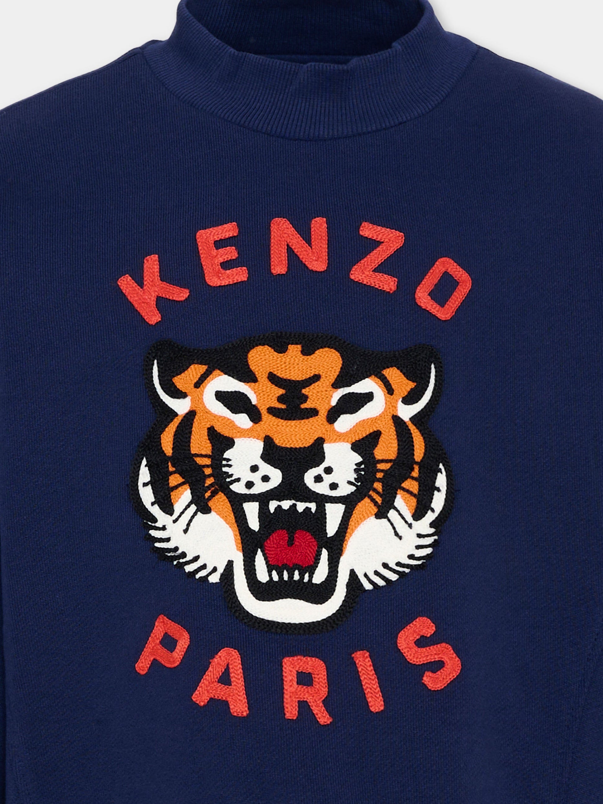 Felpa blu per bambini con logo Tiger,Kenzo Kids,K61798 84N