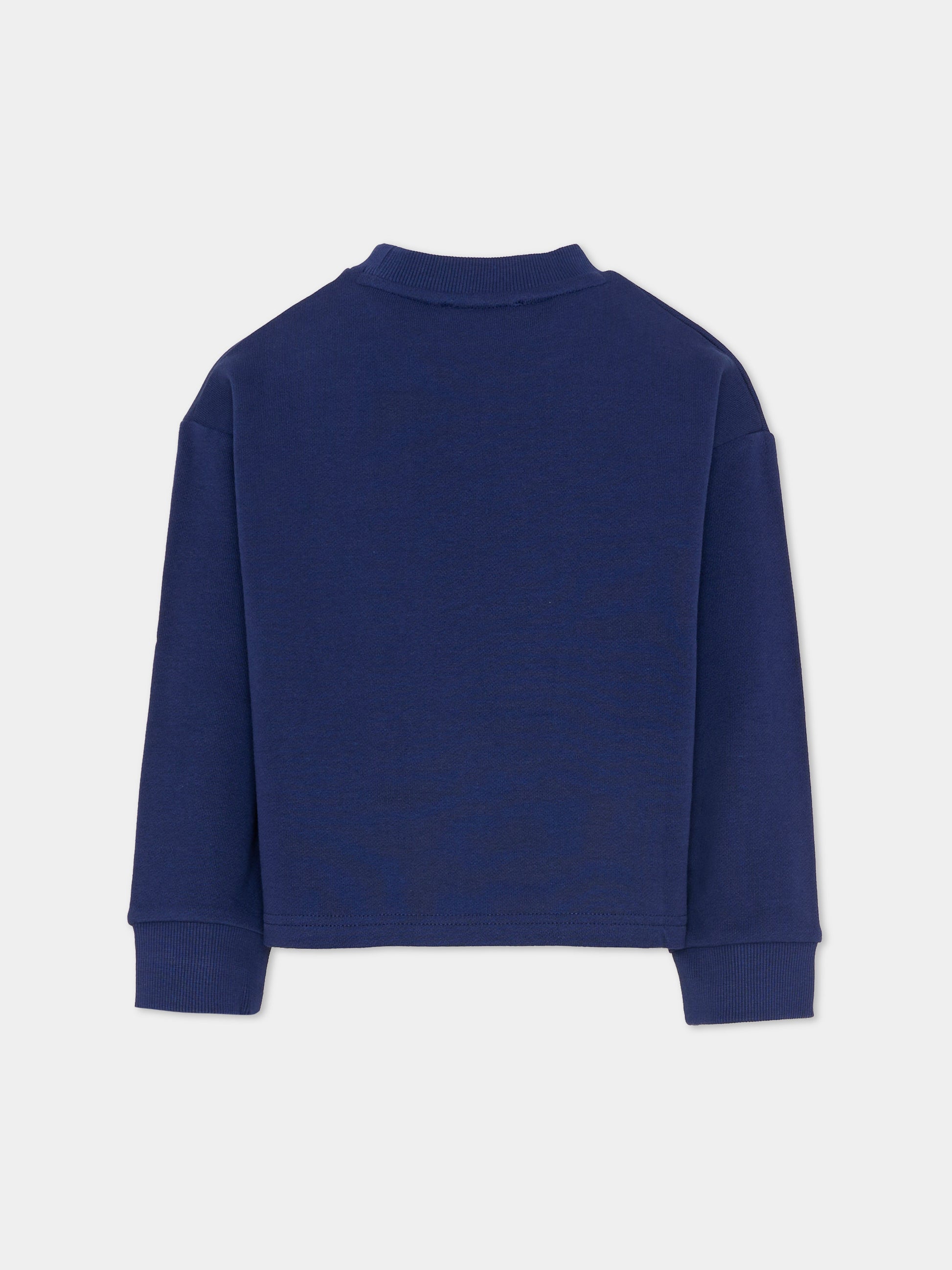 Felpa blu per bambina con papavero,Kenzo Kids,K61801 84N