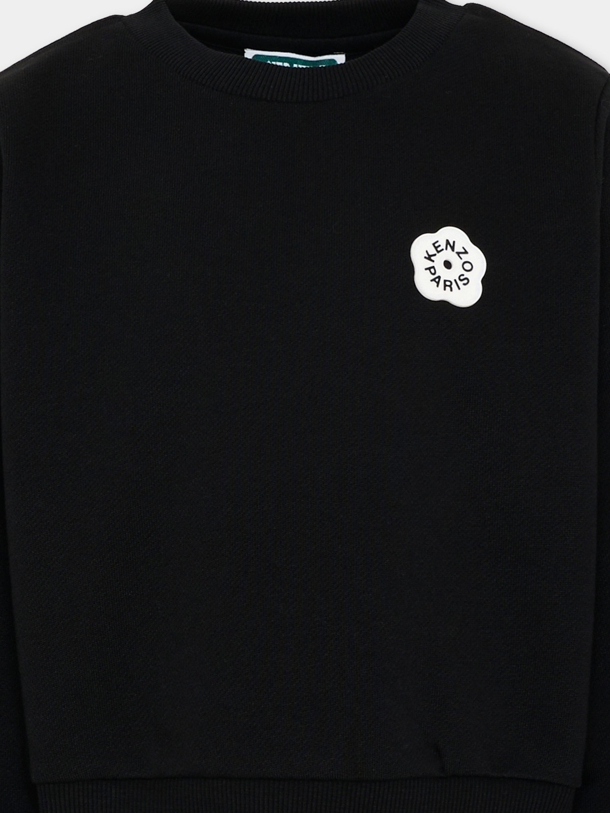 Felpa nera  Boke Flower  per bambina,Kenzo Kids,K61802 09B