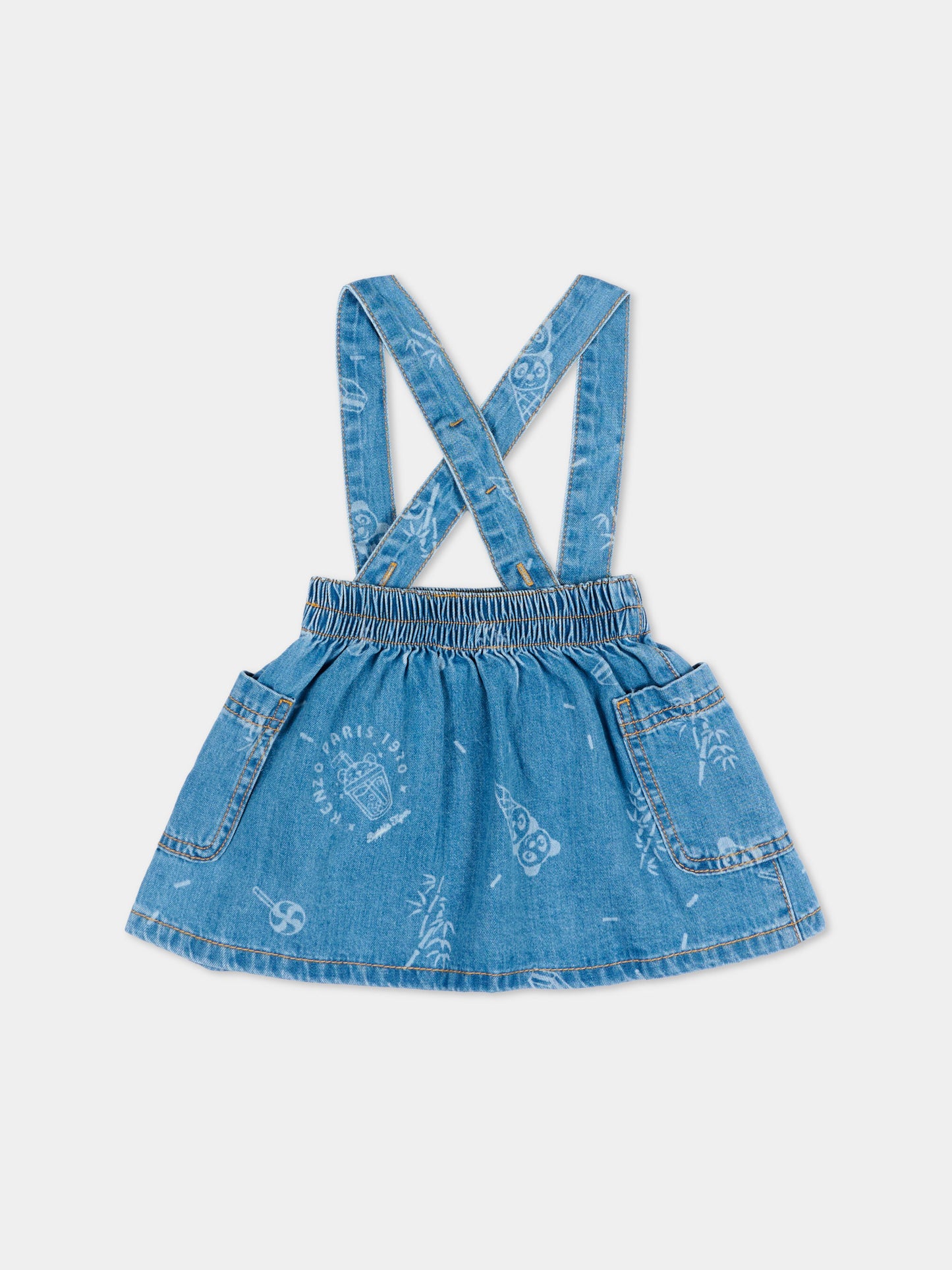 Gonna denim per neonata con bretelle,Kenzo Kids,K61822 Z45