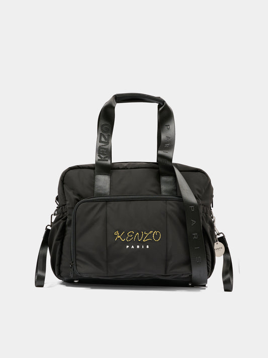 Borsa mamma nera per neonati con logo,Kenzo Kids,K61828 095