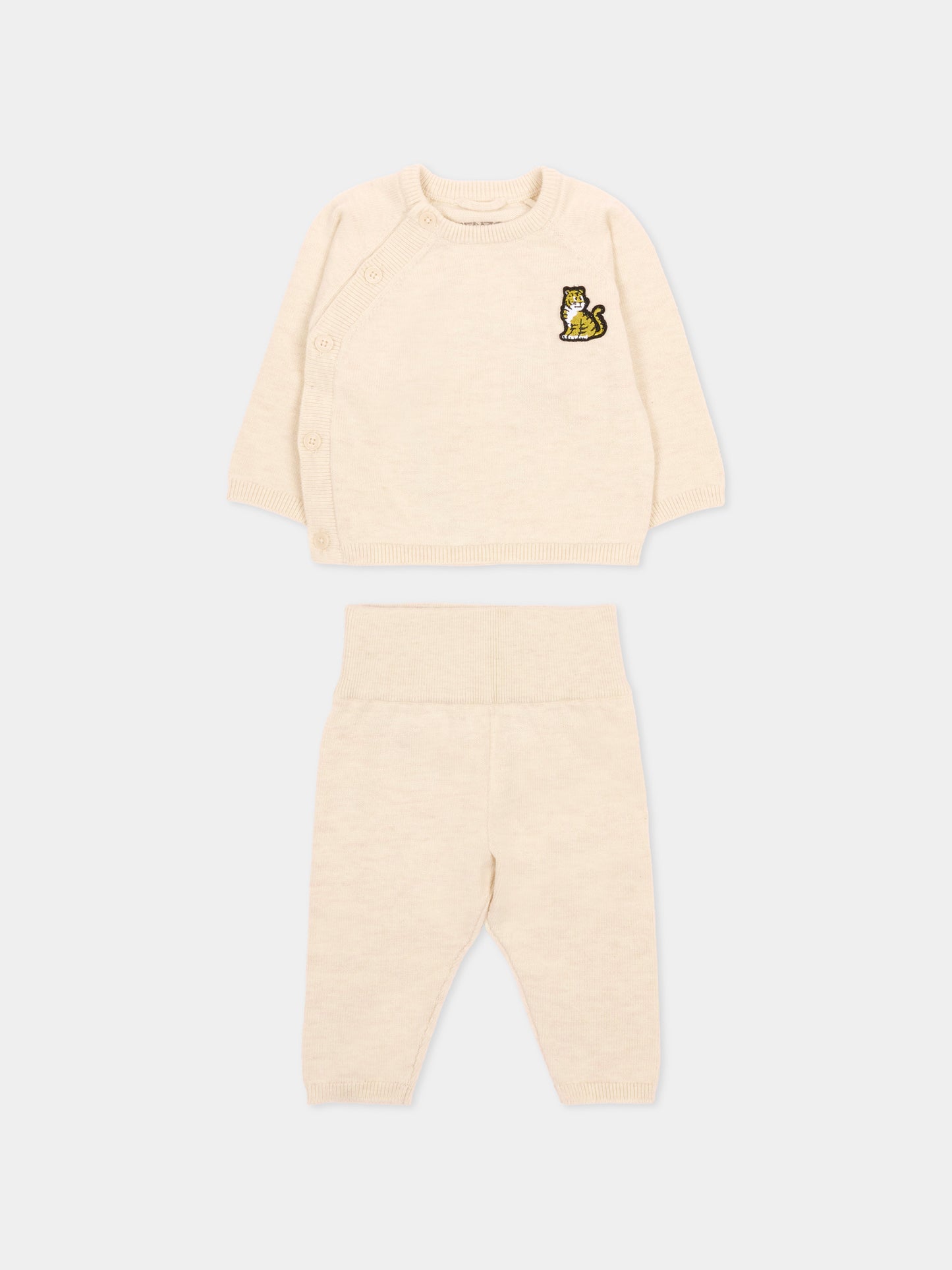 Completo nascita beige per neonati con ricamo tigre,Kenzo Kids,K61855 C17