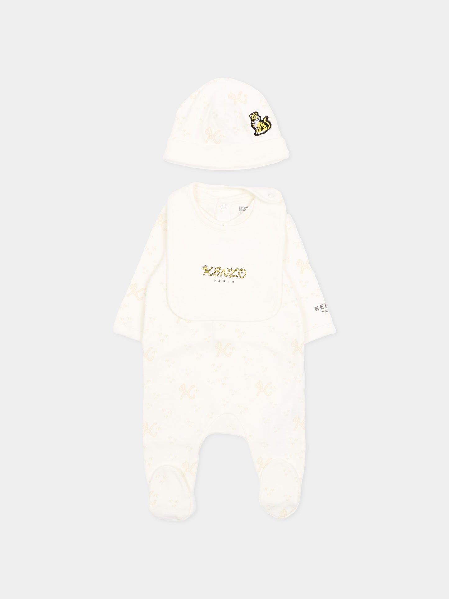 Set tutina avorio per neonati con logo,Kenzo Kids,K61857 117