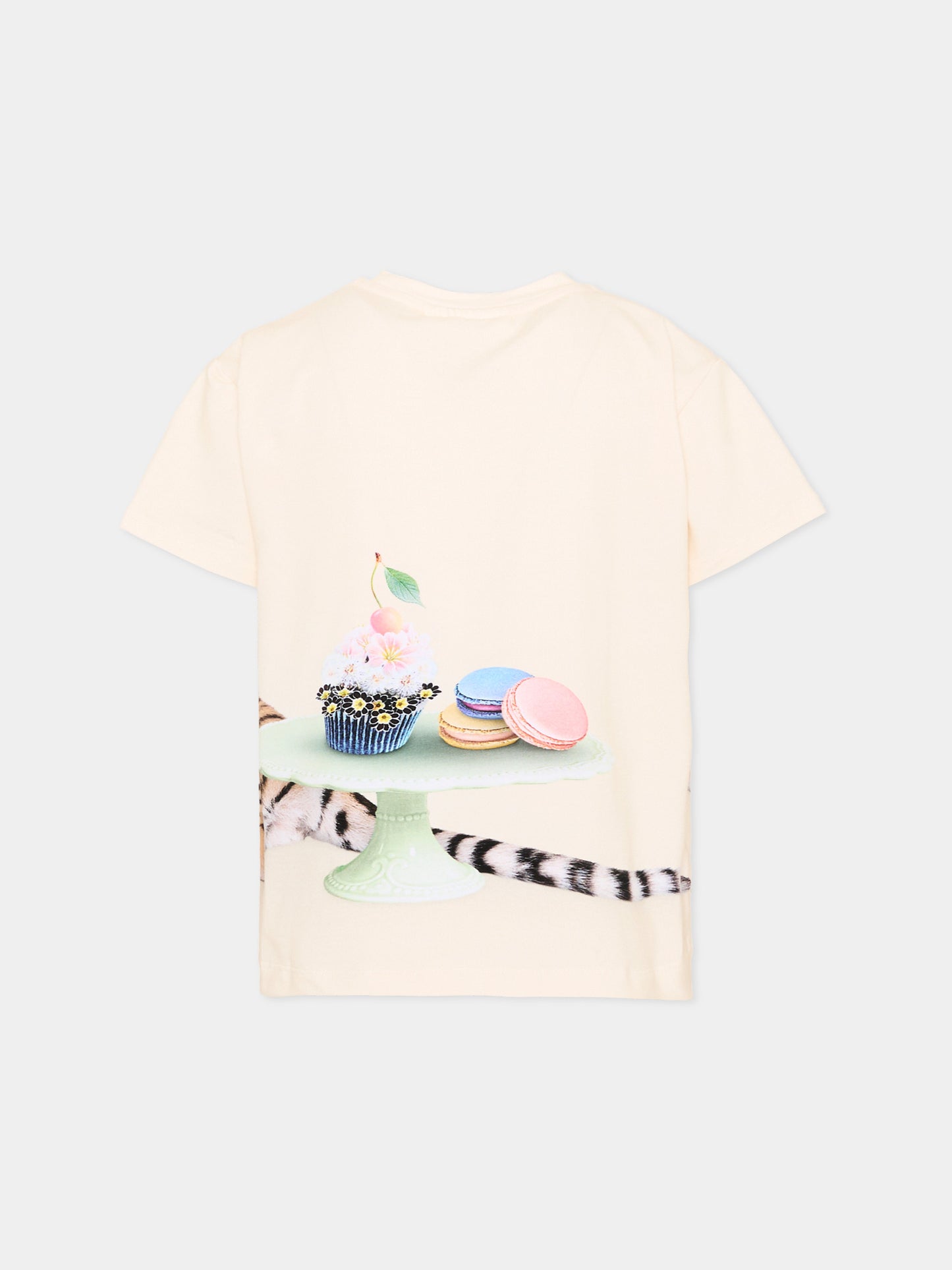 T-Shirt beige Rie per bambina con tigre,Molo,2S26A216 5236