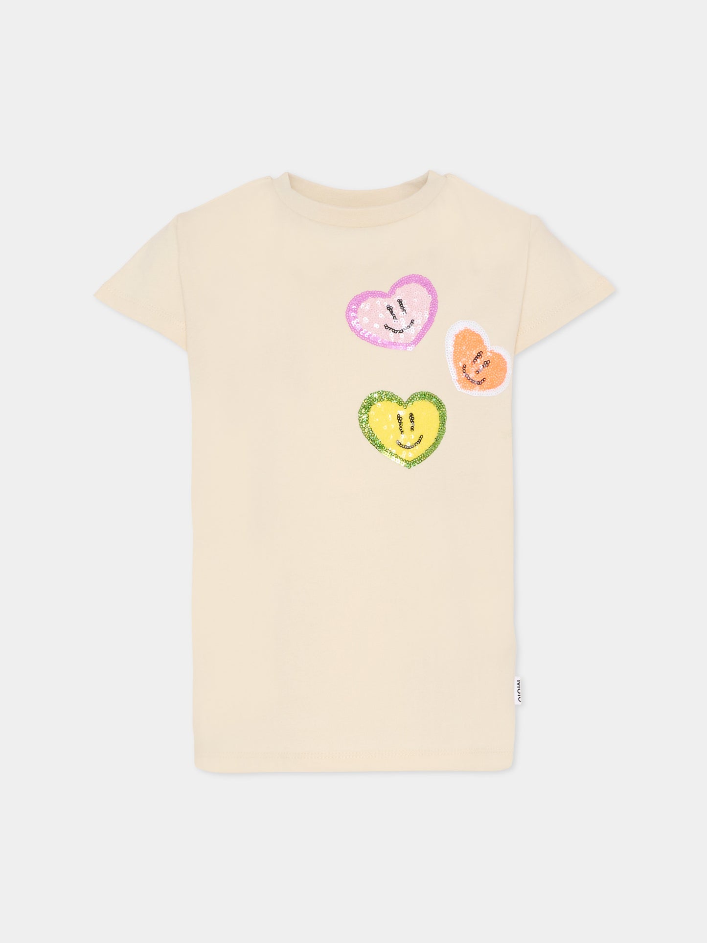 T-shirt Ranva beige per bambina cuori,Molo,2S26A217 8894