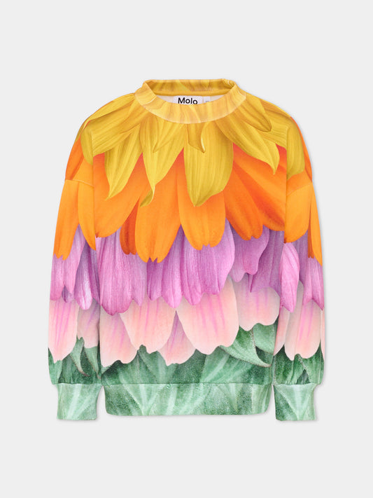 Felpa Maxi multicolor per bambina con petali,Molo,2S26J204 9824