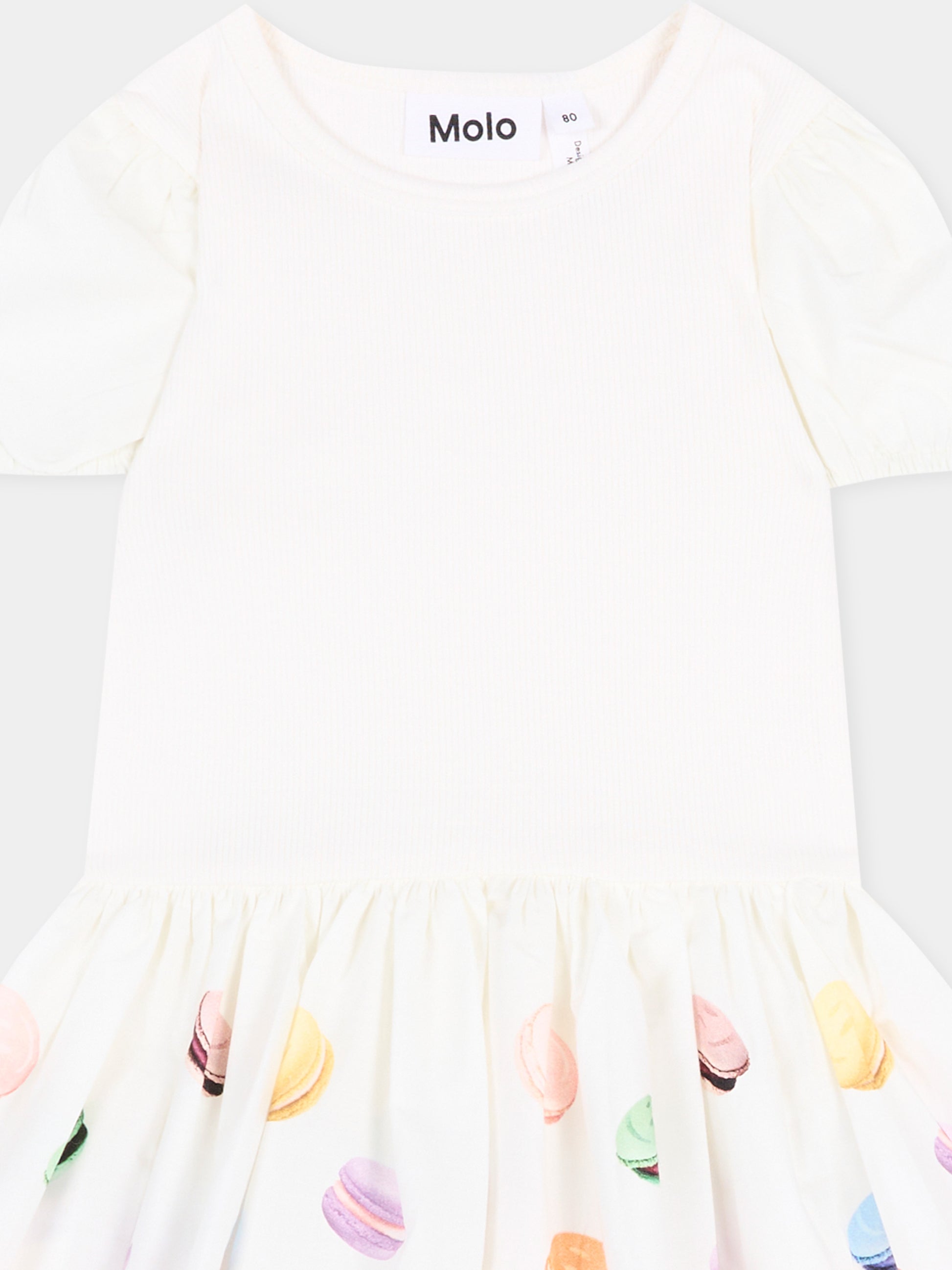 Vestito avorio Caitlin per neonata con macarons,Molo,4S26E109 9834