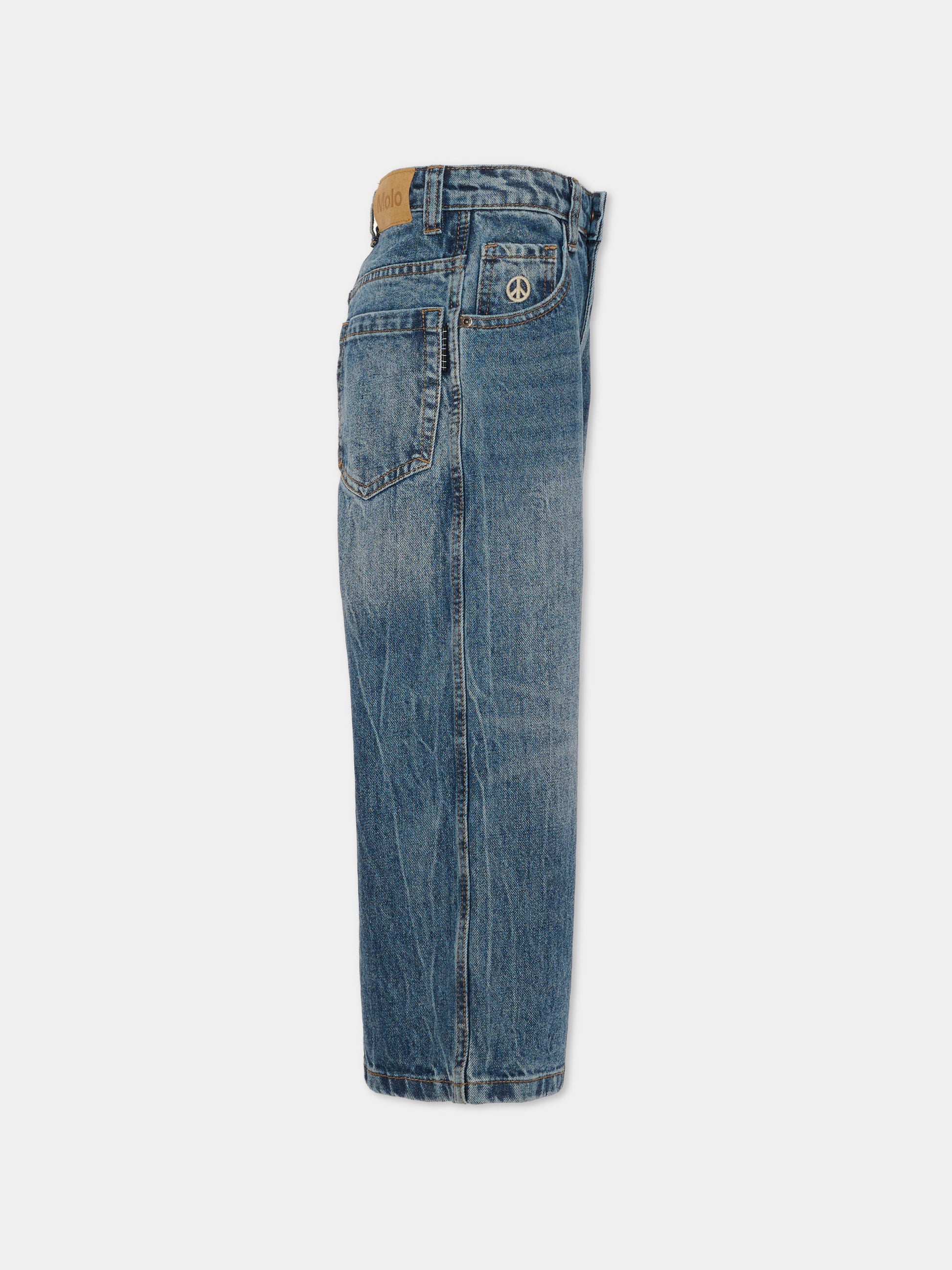 Jeans Askio denim per bambini con simbolo della pace,Molo,6S26I112 5662