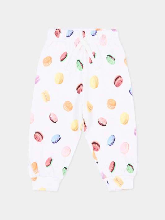 Pantaloni bianchi Simeon per neonata con stampa macarons,Molo,6S26I205 9571