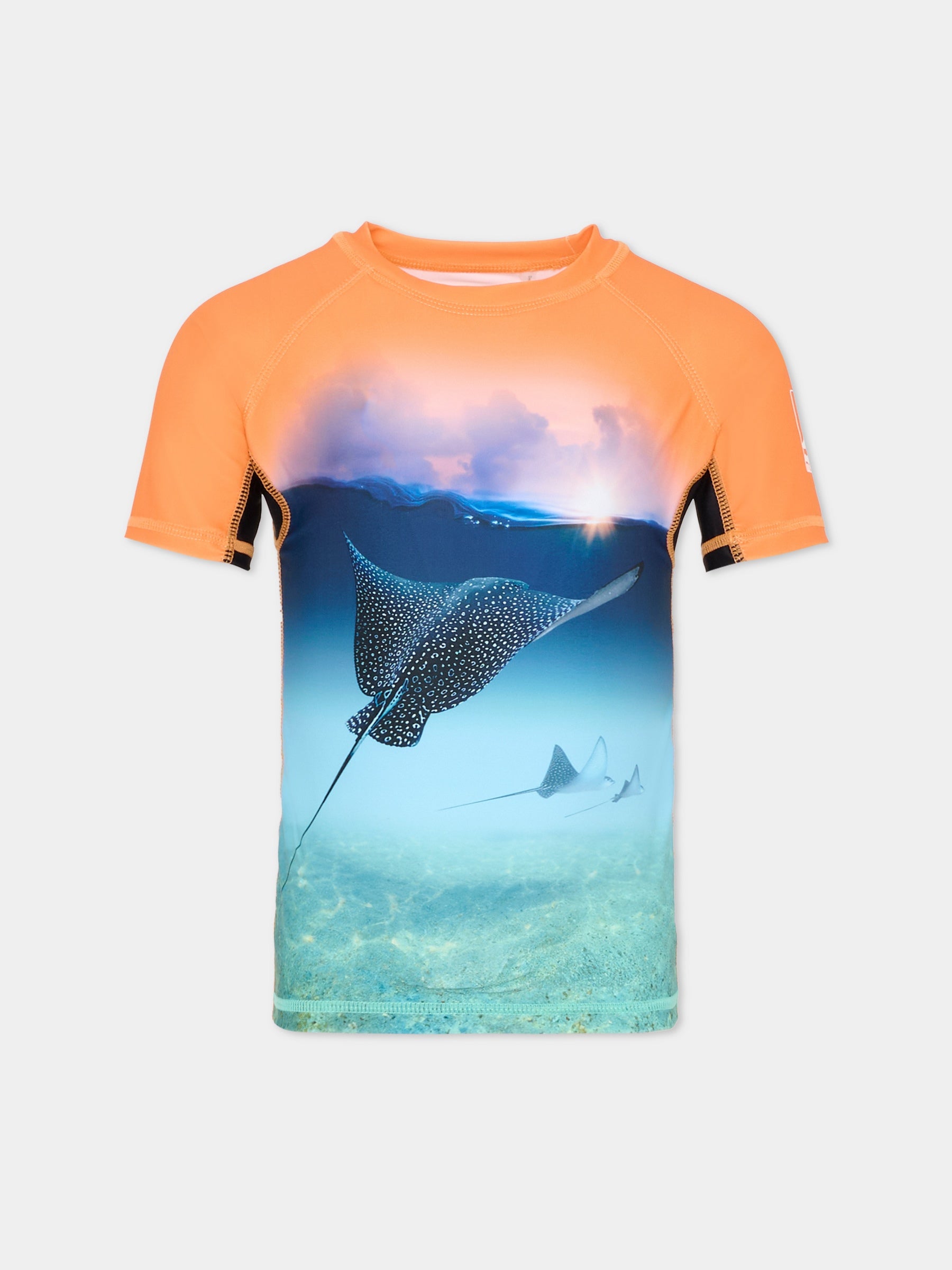 T-shirt Anti UV Neptune multicolor per bambino con stampa manta,Molo,8S26P204 5194