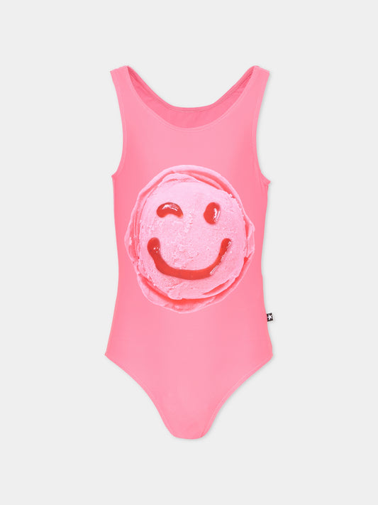 Costume intero Nika fucsia per bambina con smile,Molo,8S26P509 5203