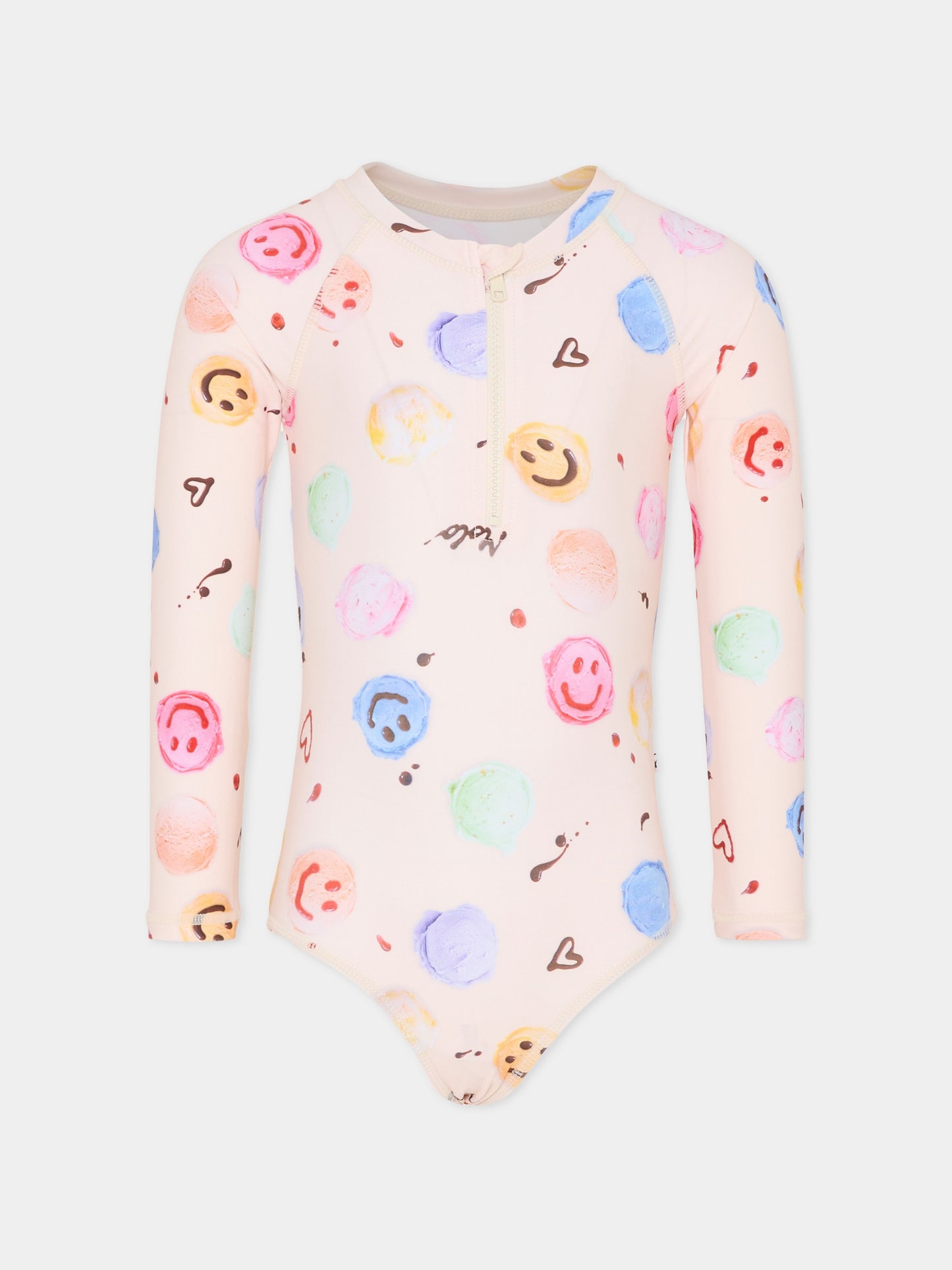 Costume intero Anti UV Necky  beige per bambina con smile,Molo,8S26P516 9502