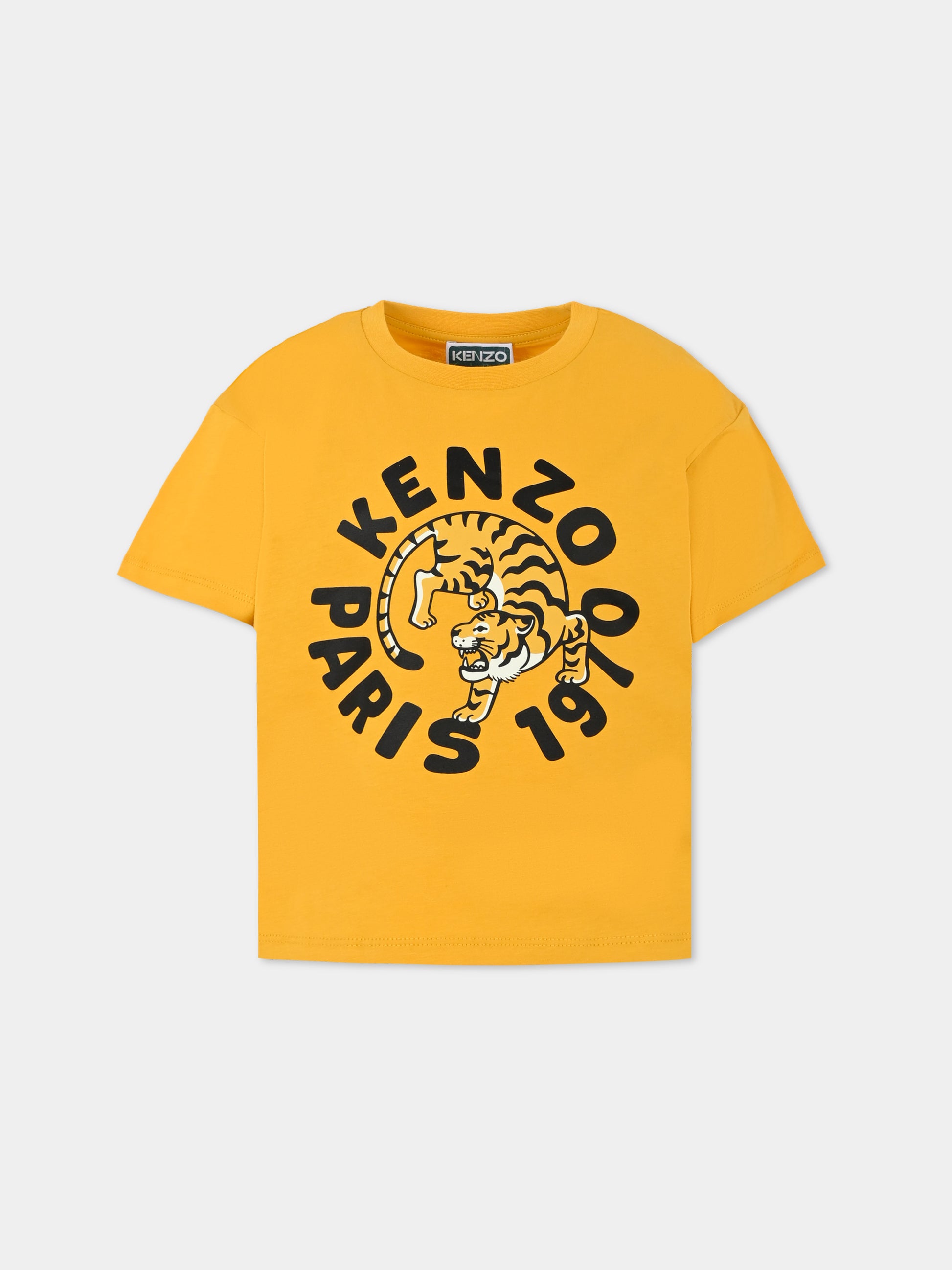 T-shirt gialla per bambini con tigre,Kenzo Kids,K60916 586