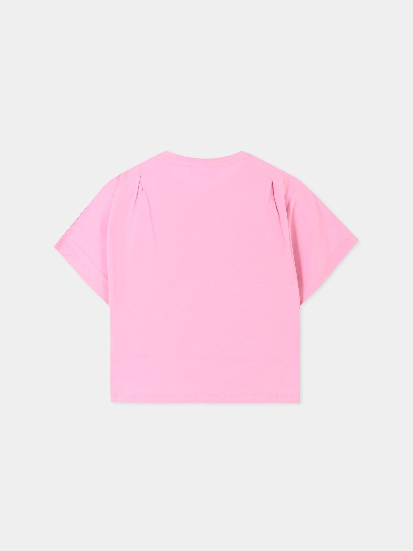 T-shirt crop rosa per bambina con logo,Kenzo Kids,K61065 465