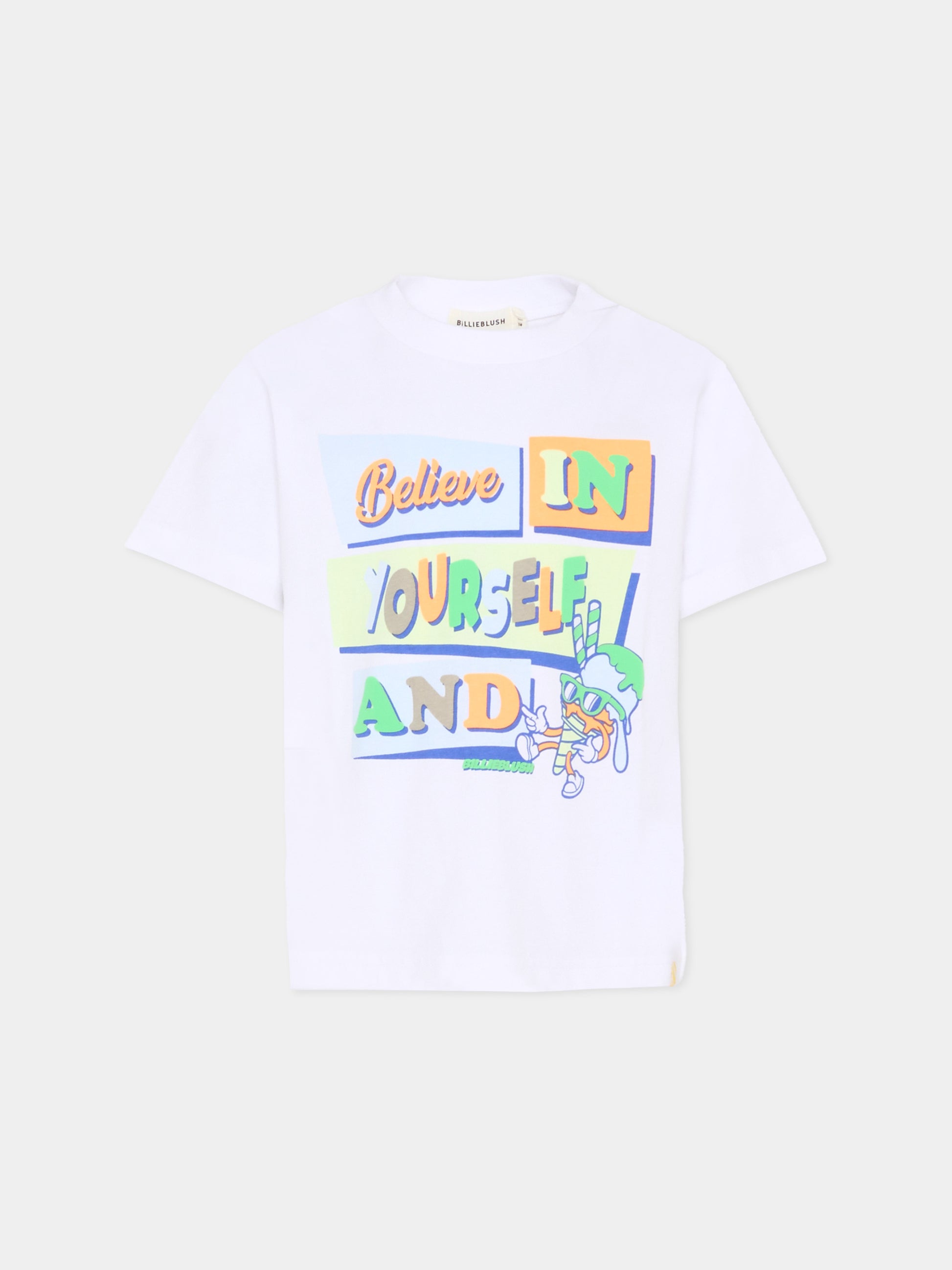 T-shirt bianca per bambino con scritta,Billieblush,U21702 10P