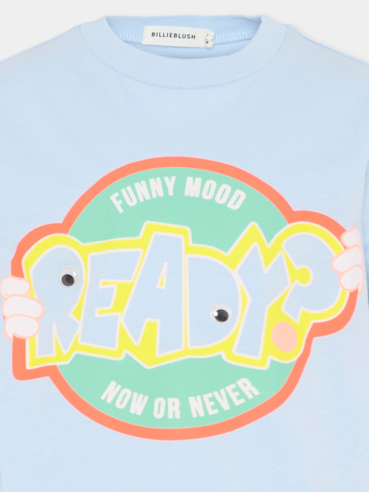 T-shirt celeste per bambino con stampa multicolor,Billieblush,U21706 79L
