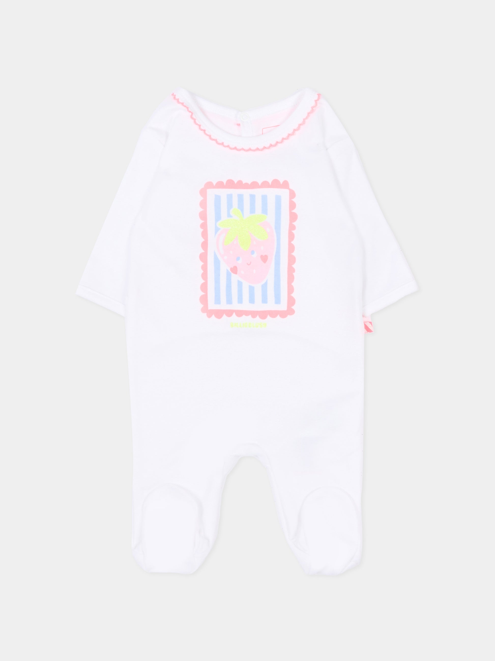 Tutina bianca per neonata con fragola,Billieblush,U21808 10P