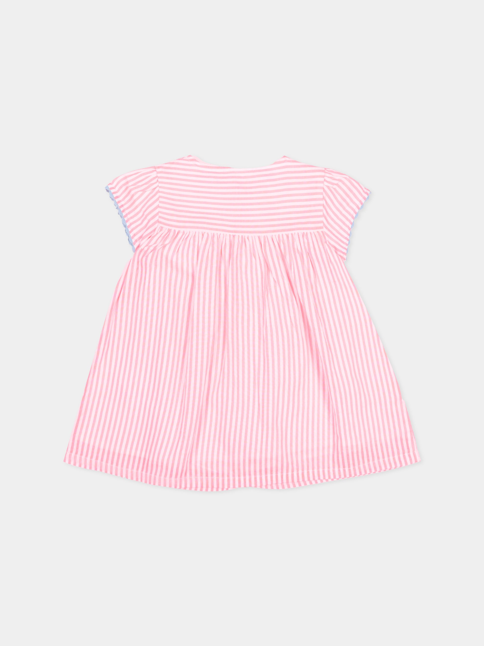 Vestito rosa a righe per neonata,Billieblush,U21810 S21