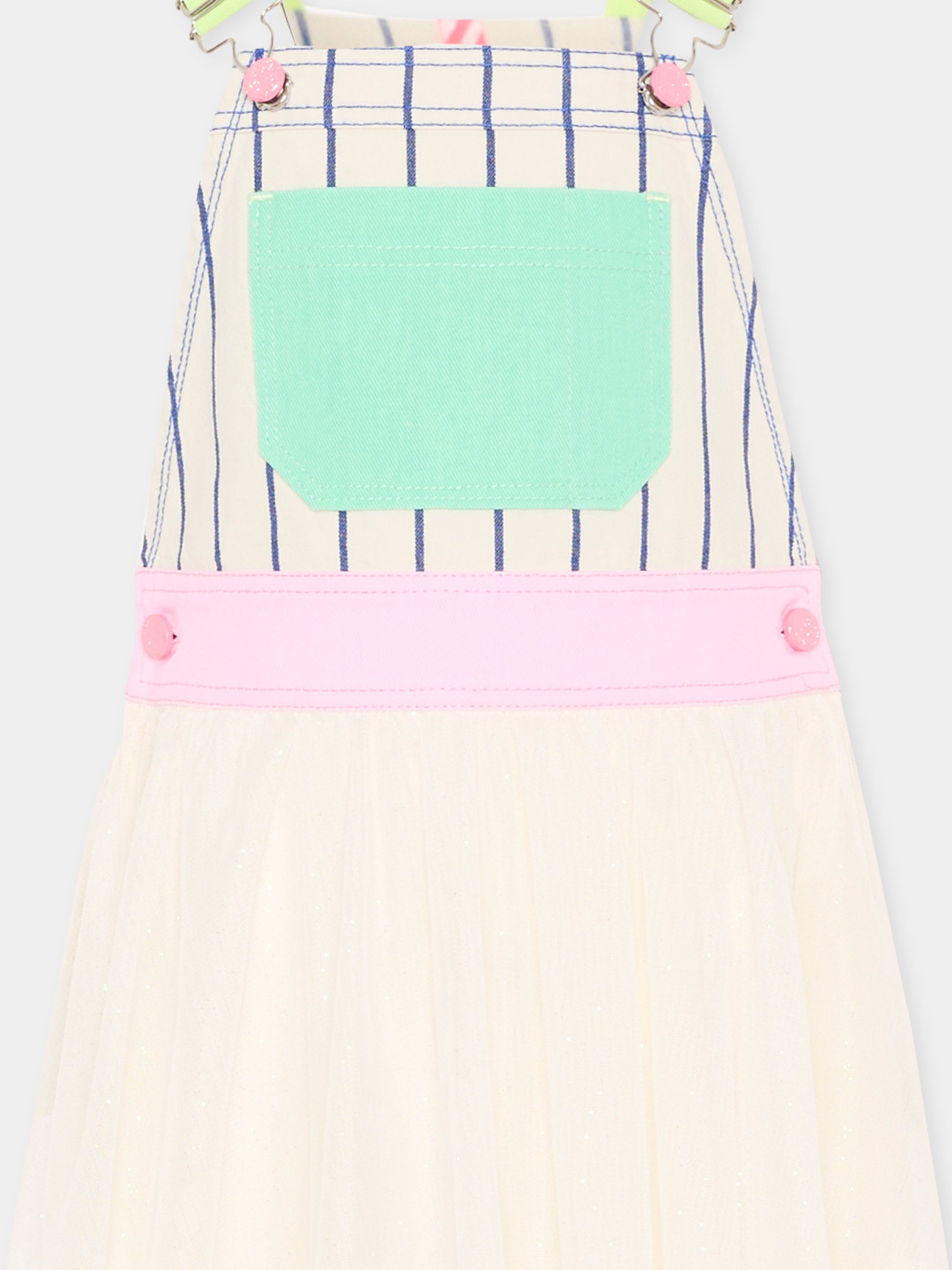 Salopette multicolor per bambina con gonna in tulle,Billieblush,U21818 N48