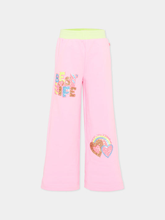 Pantaloni sportivi rosa per bambina,Billieblush,U21848 46N