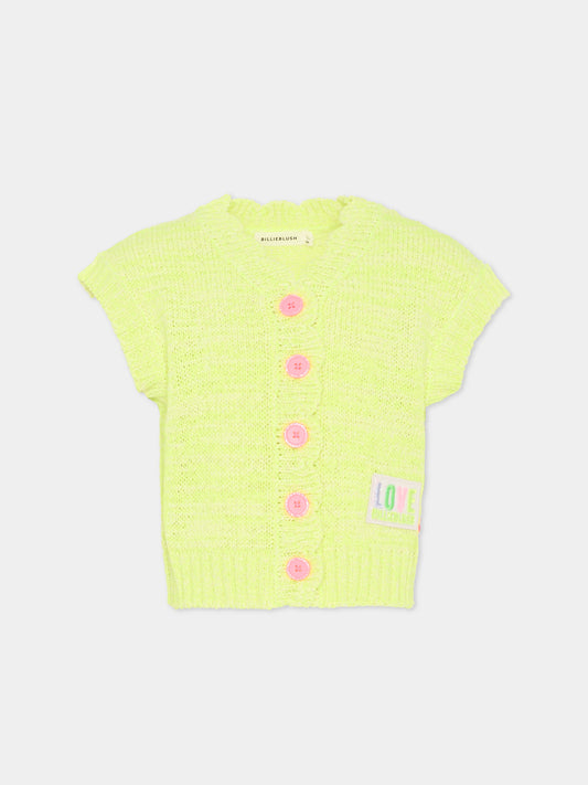 Gilet verde per bambina con logo patch,Billieblush,U21908 599