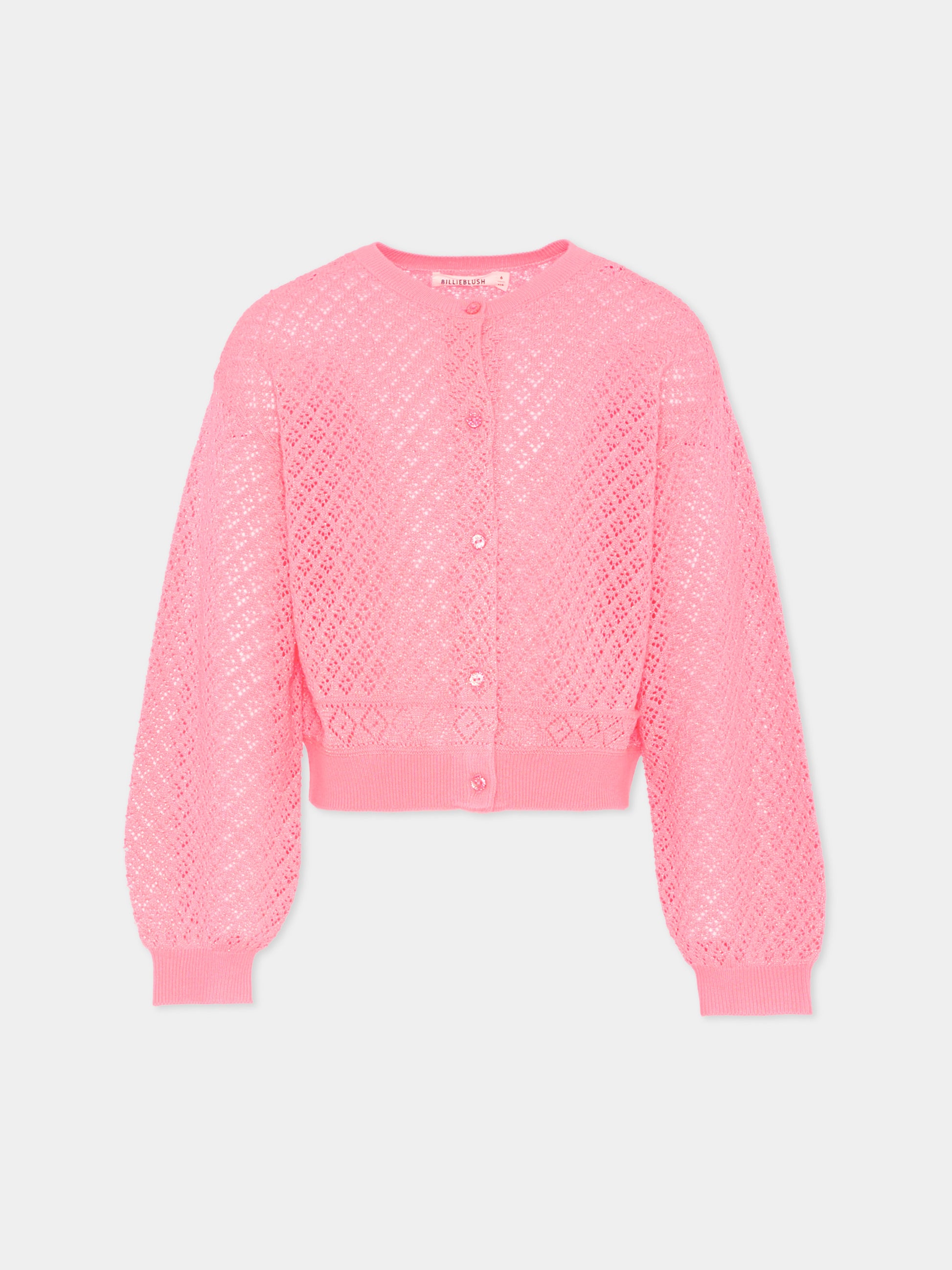 Cardigan rosa per bambina traforato,Billieblush,U21911 499