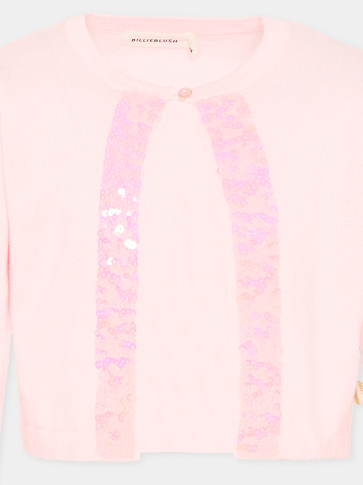 Cardigan rosa per bambina con paillettes,Billieblush,U21913 44L