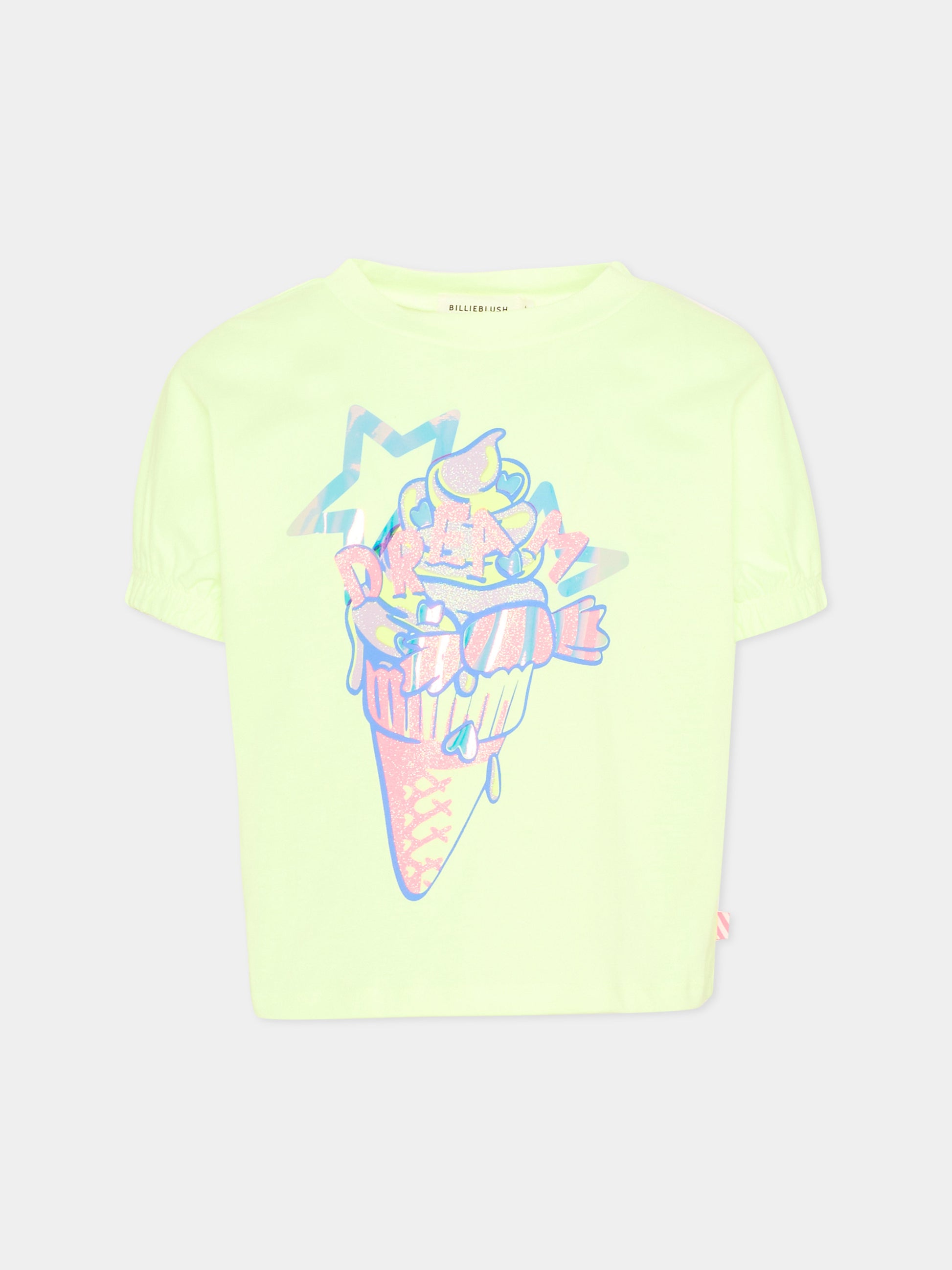 T-shirt gialla per bambina con gelato,Billieblush,U21936 552