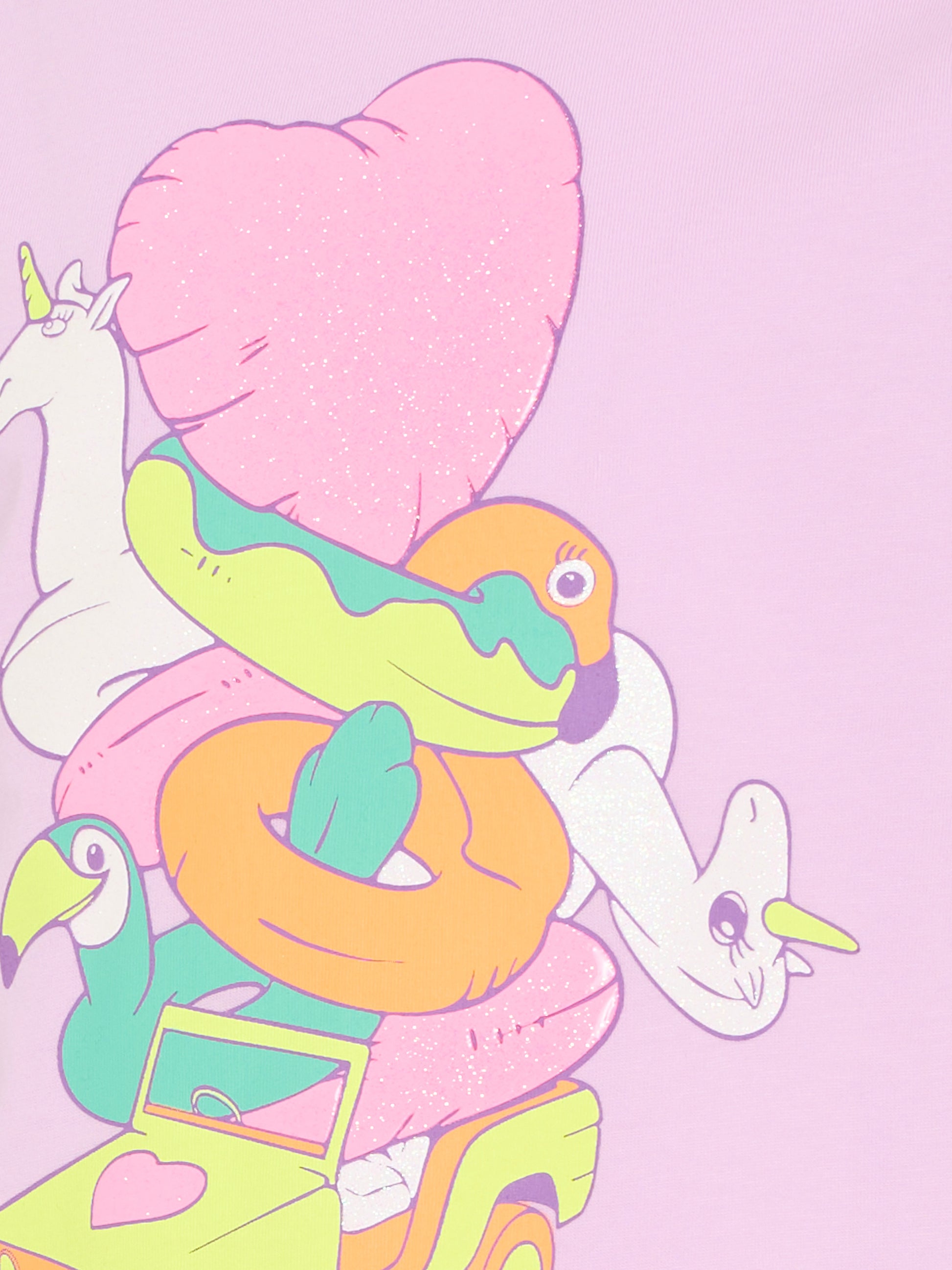 T-Shirt lilla per bambina con stampa glitterata,Billieblush,U21947 929