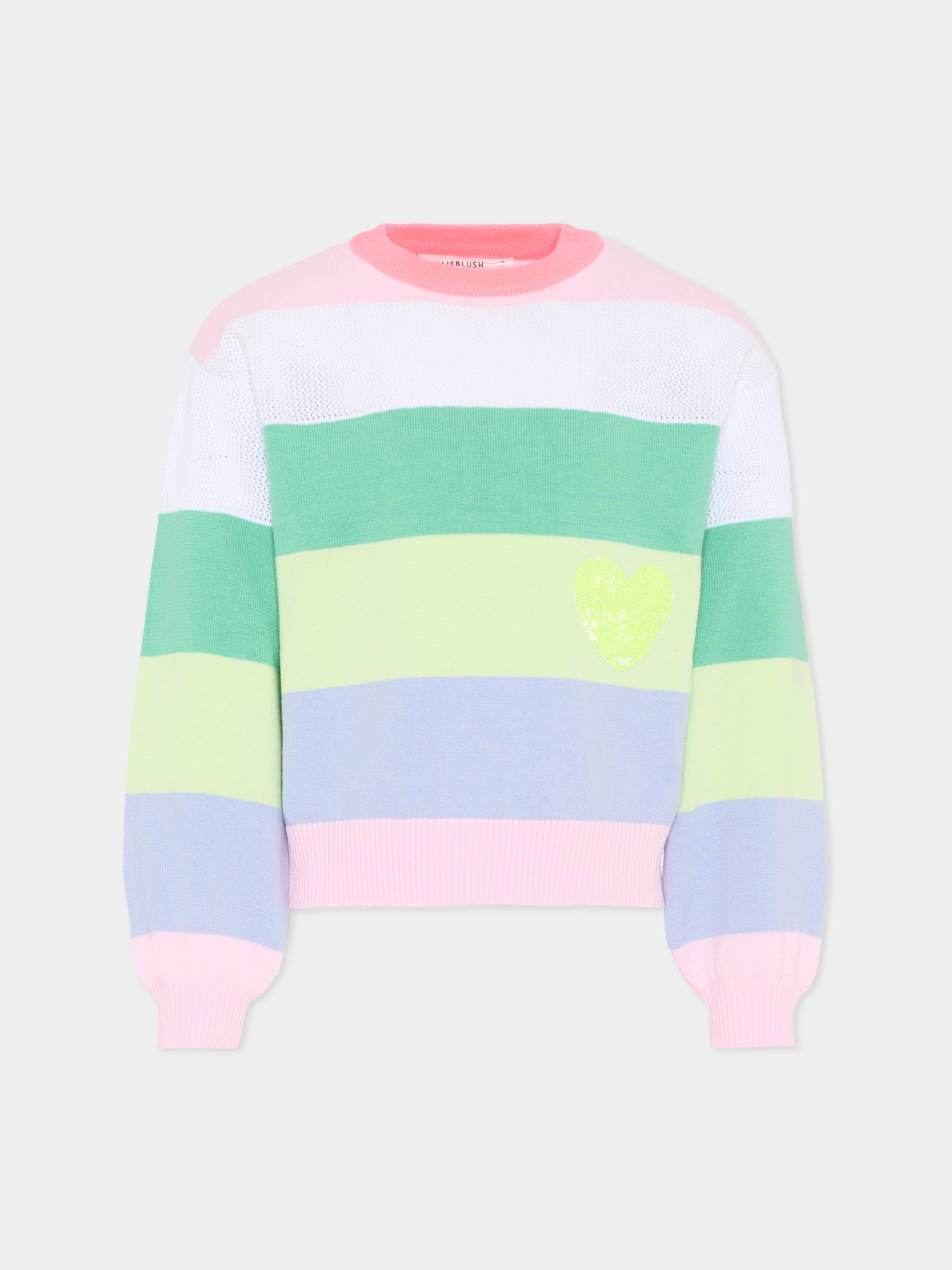Maglione multicolor per bambina a righe,Billieblush,U21971 Z41