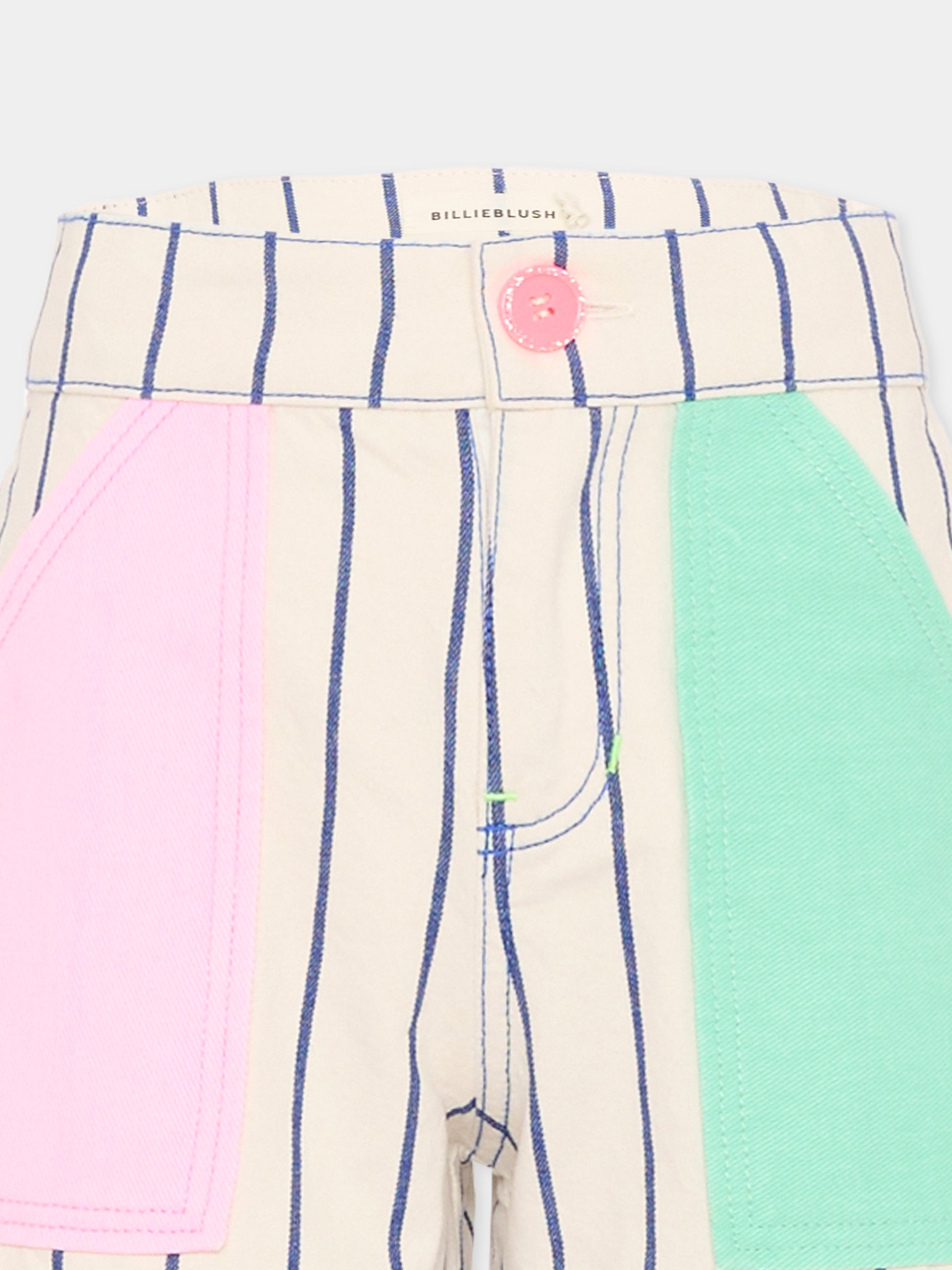 Shorts multicolor per bambina a righe,Billieblush,U22099 N48