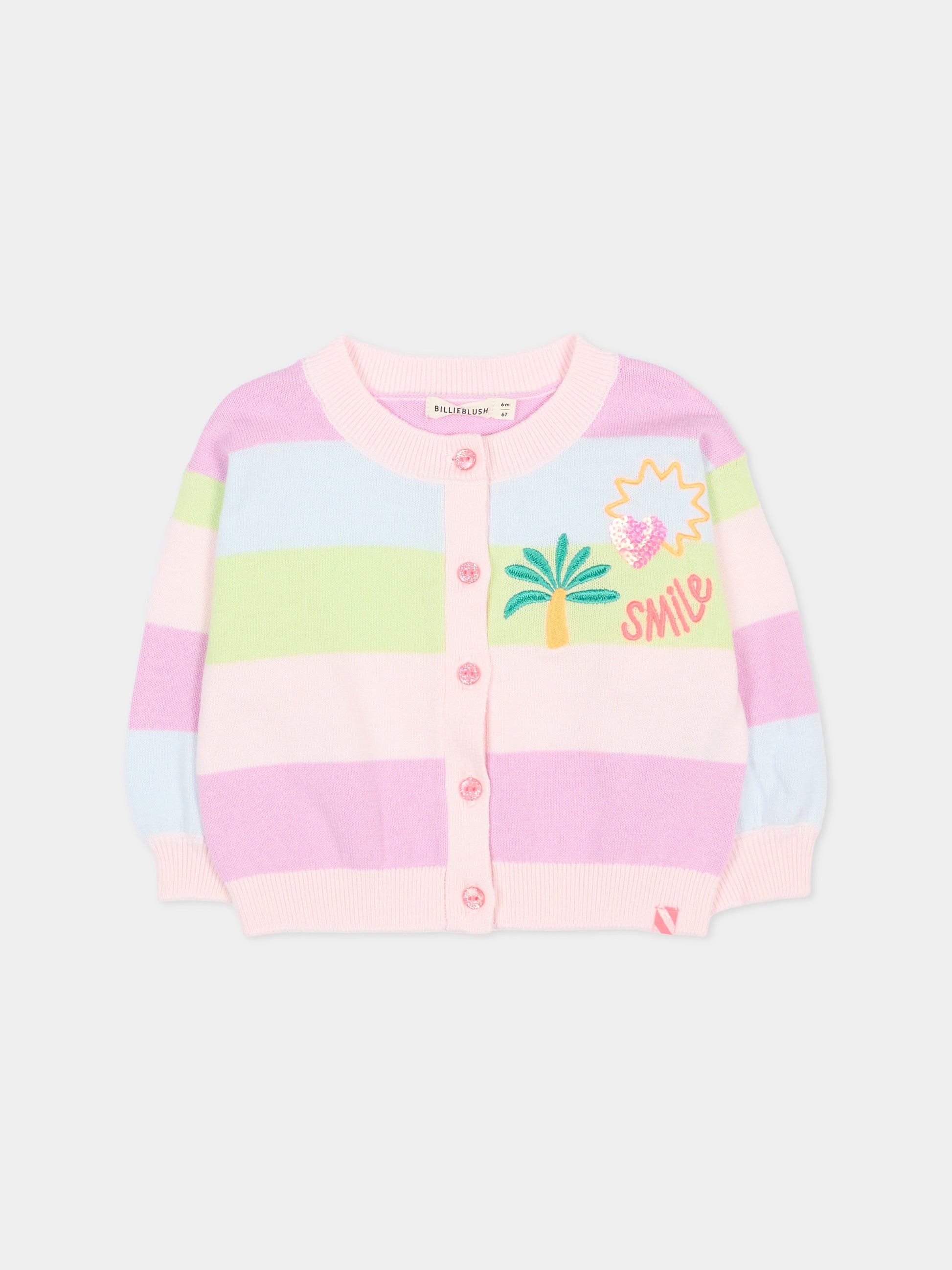 Cardigan multicolor per neonata a righe,Billieblush,U22181 Z41
