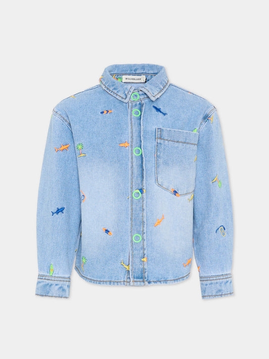 Giubbotto di jeans denim per bambino con ricami,Billieblush,U22185 Z18