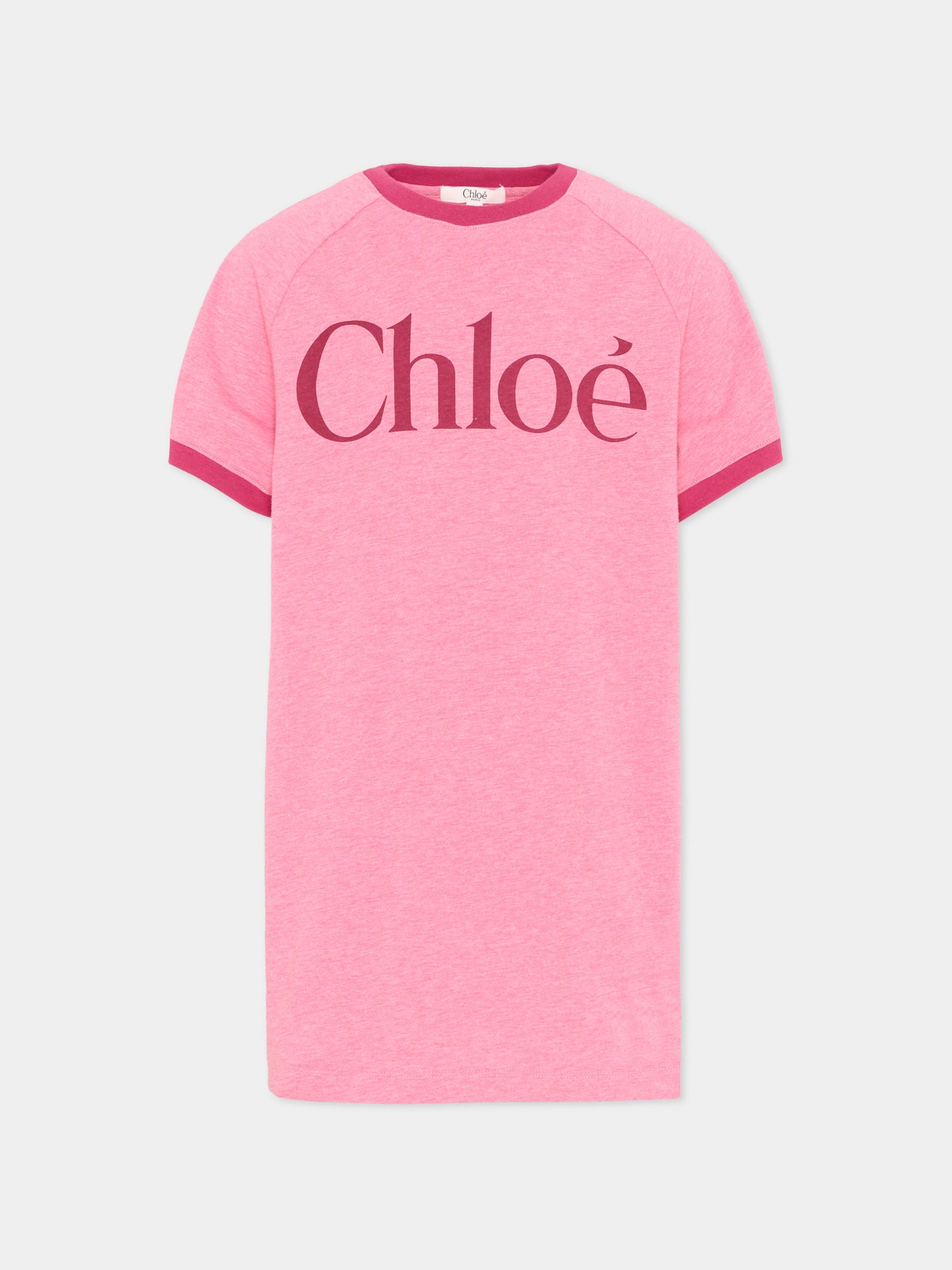 Vestito rosa con logo per bambina,Chloé Kids,C20819 F04