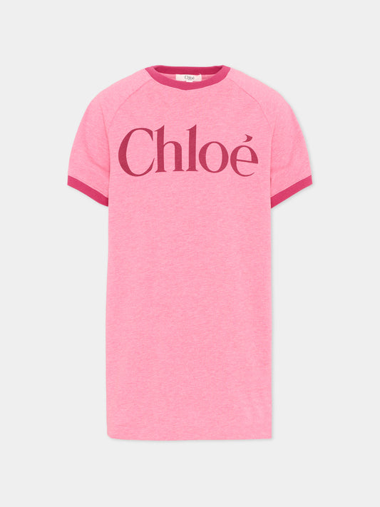 Vestito rosa con logo per bambina,Chloé Kids,C20819 F04