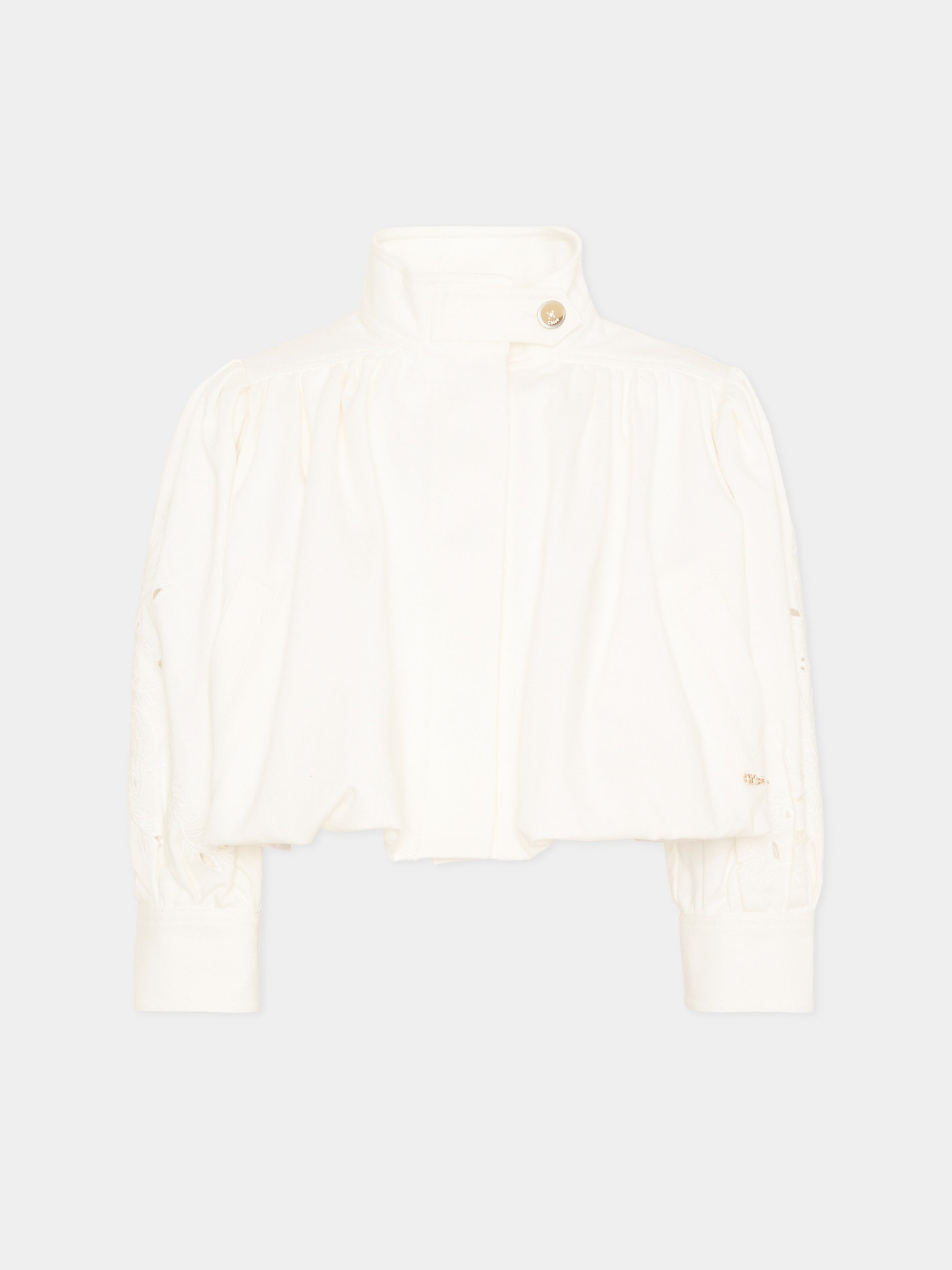Giubbotto bianco per bambina ricamato,Chloé Kids,C20837 117