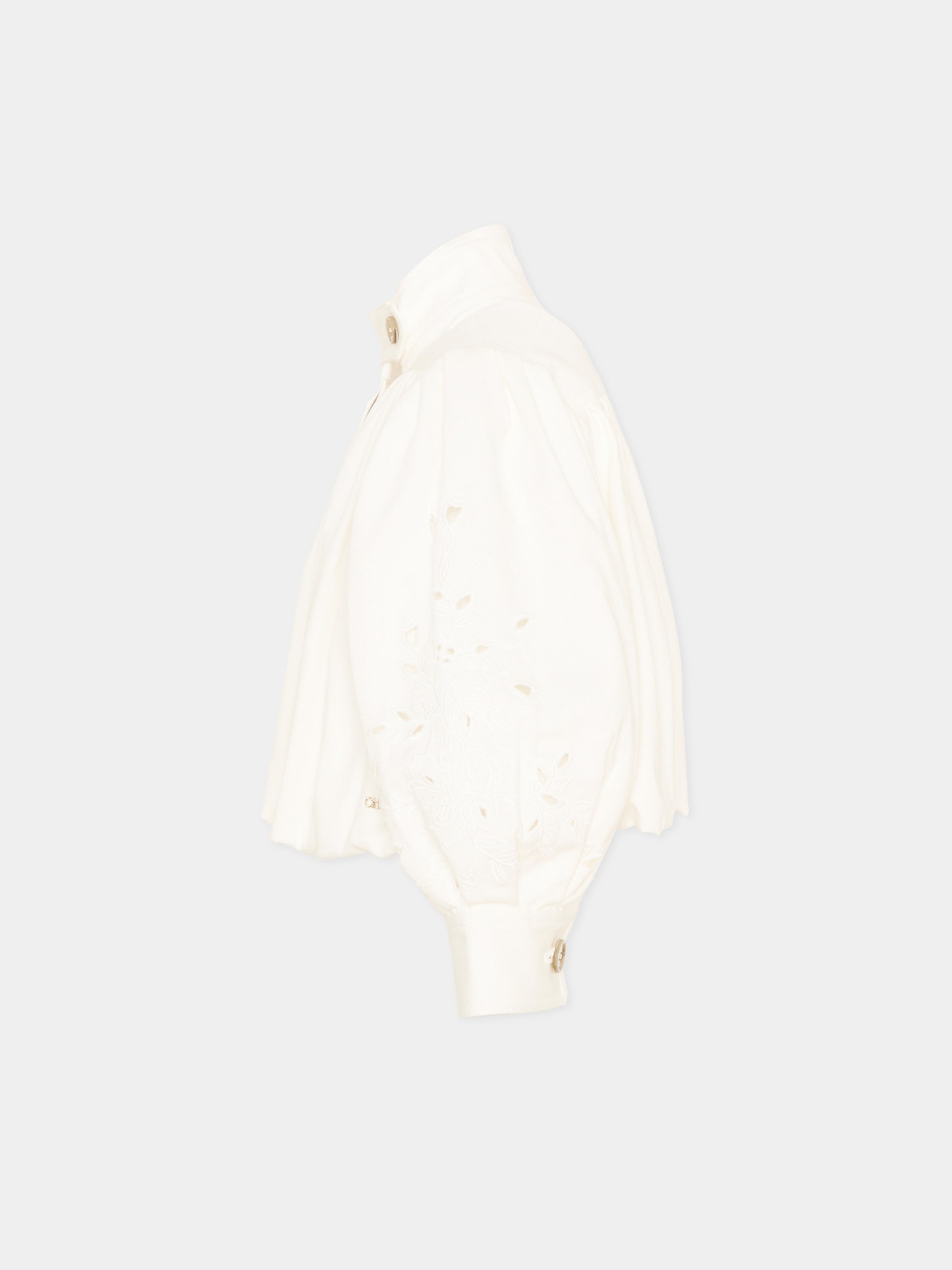 Giubbotto bianco per bambina ricamato,Chloé Kids,C20837 117