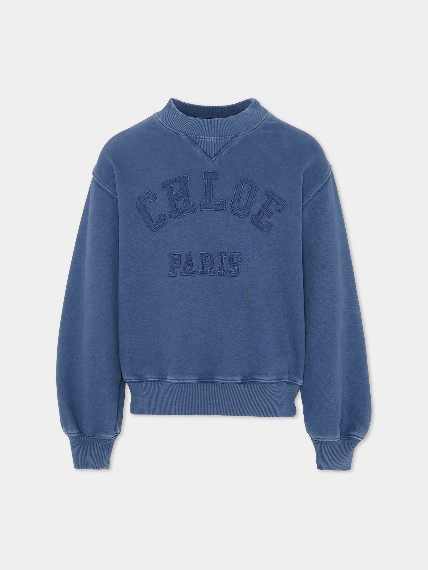 Felpa blu per bambina con logo,Chloé Kids,C20843 80S