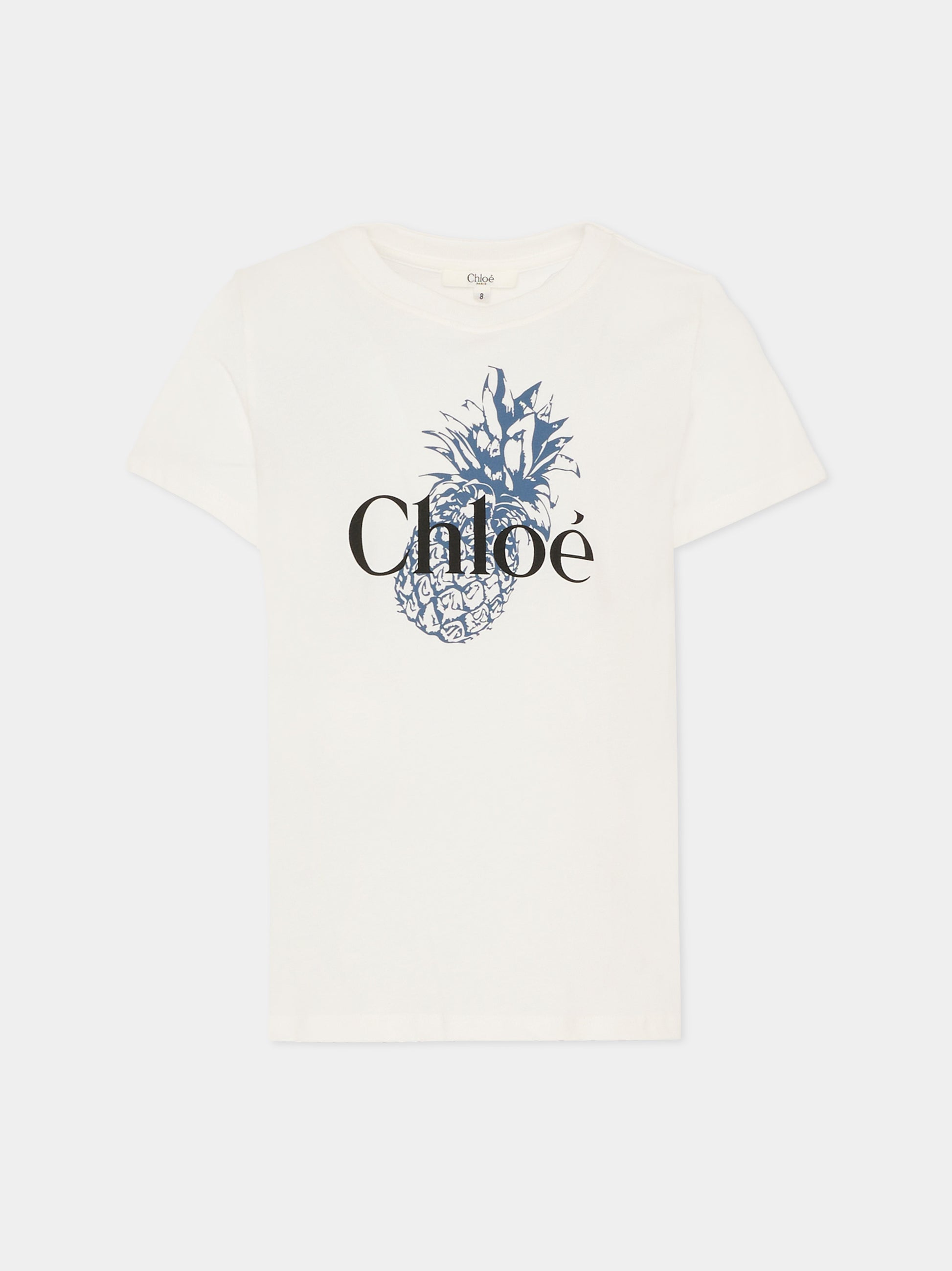 T-shirt avorio per bambina con ananas,Chloé Kids,C20855 117