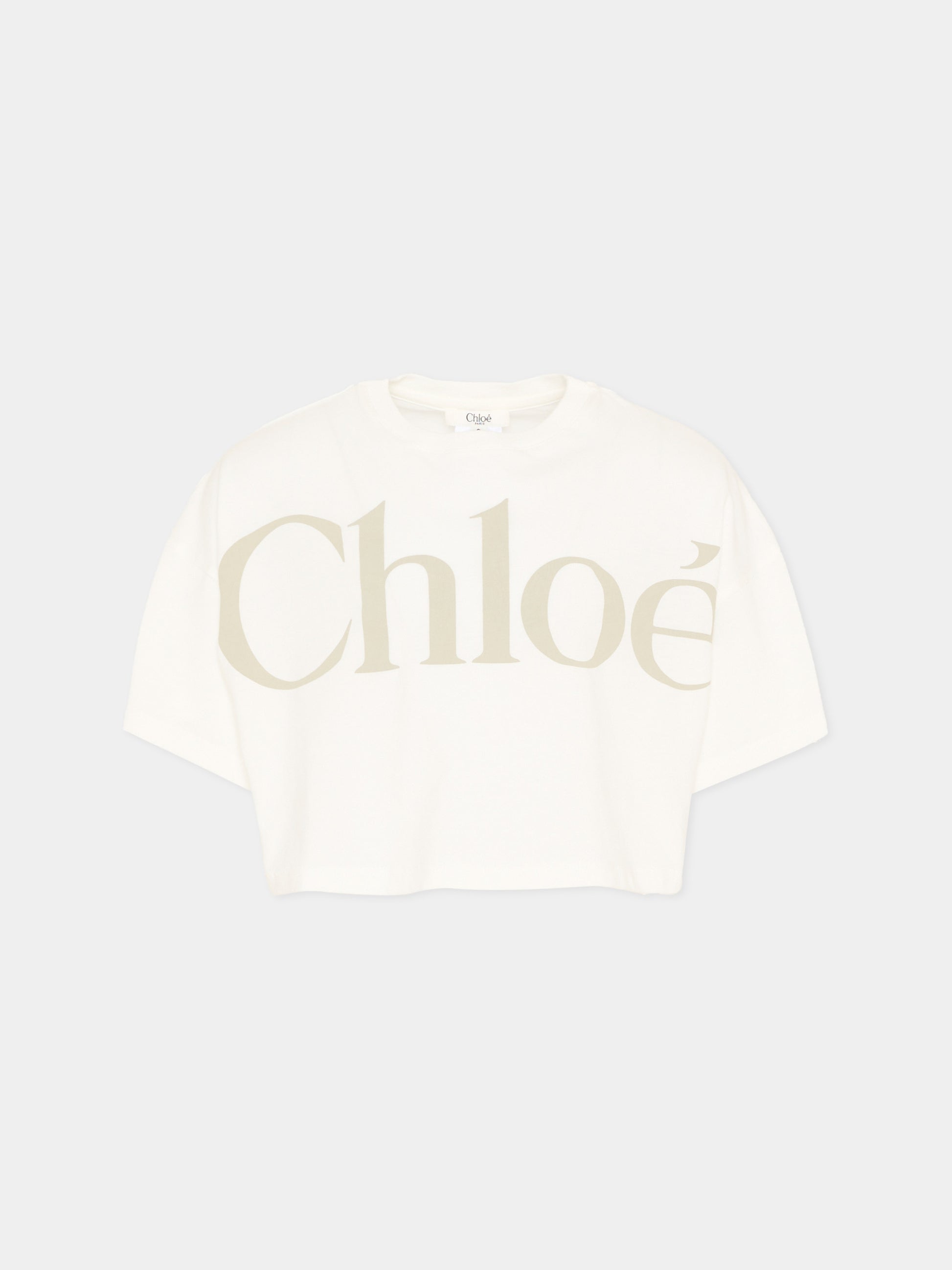 T-Shirt bianca per bambina con logo,Chloé Kids,C20859 117