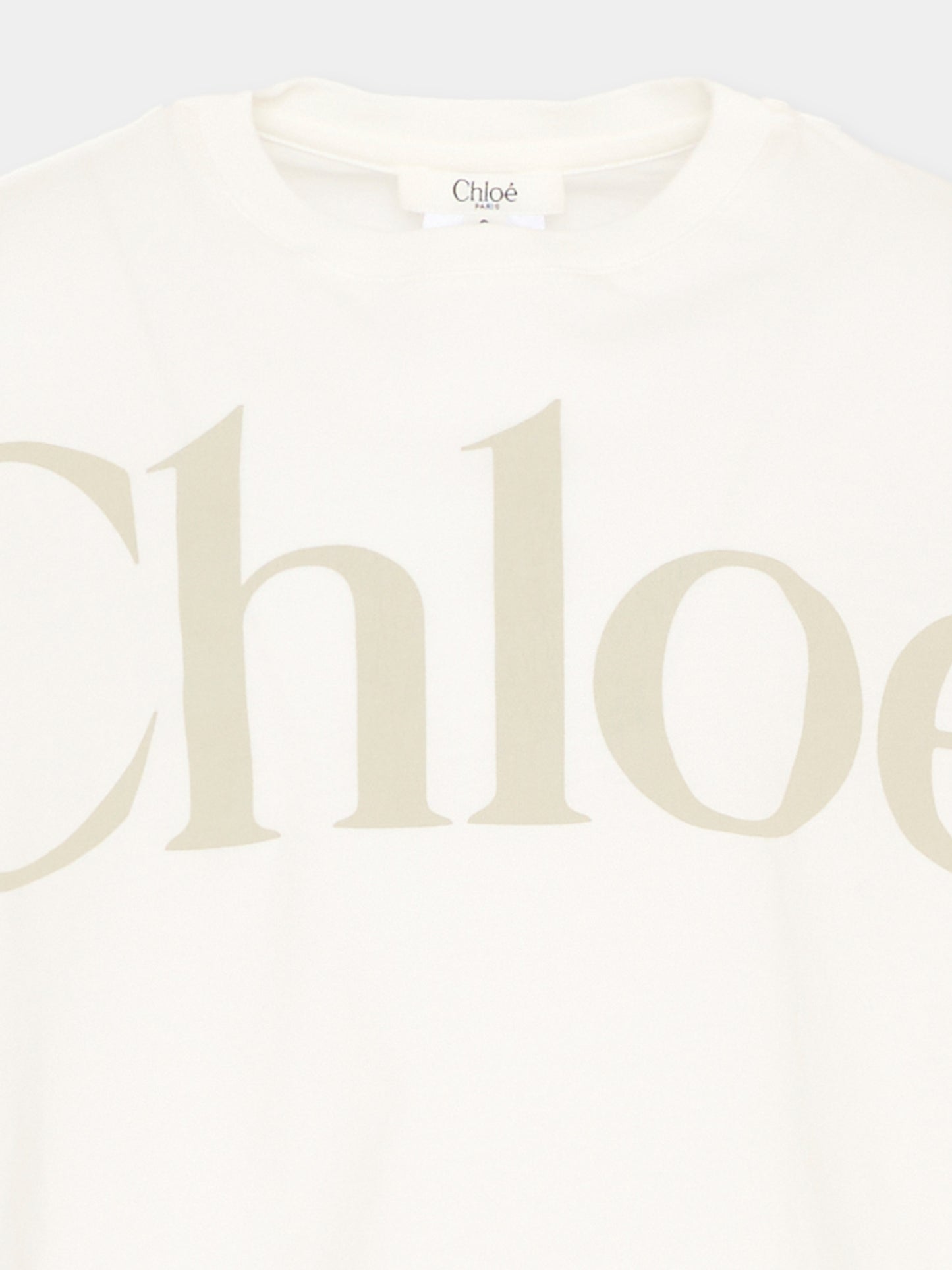 T-Shirt bianca per bambina con logo,Chloé Kids,C20859 117
