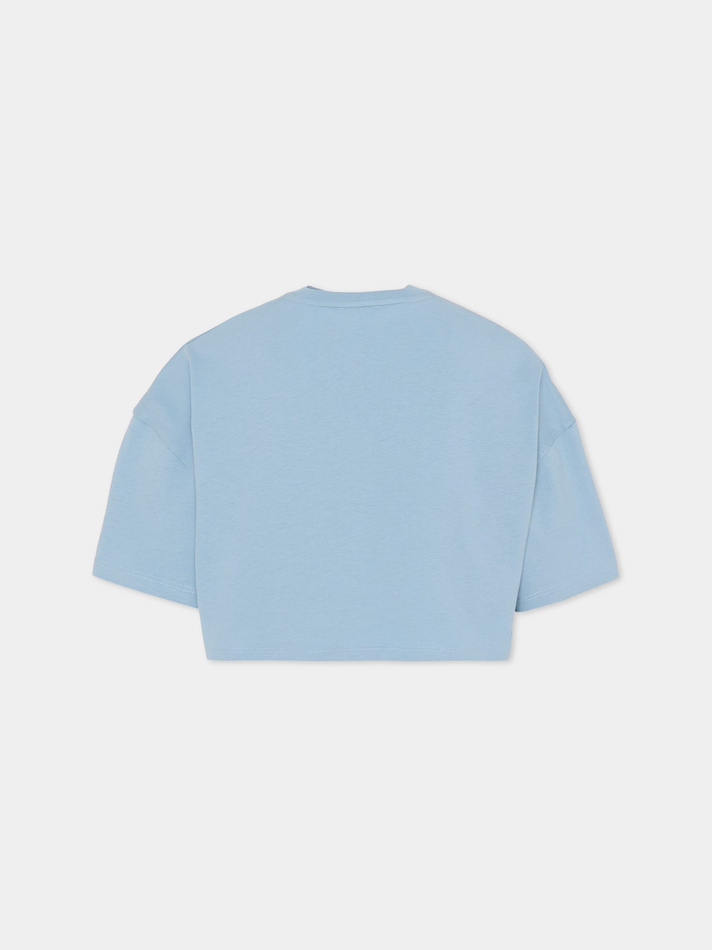 T-shirt crop celeste per bambina con logo,Chloé Kids,C20859 821