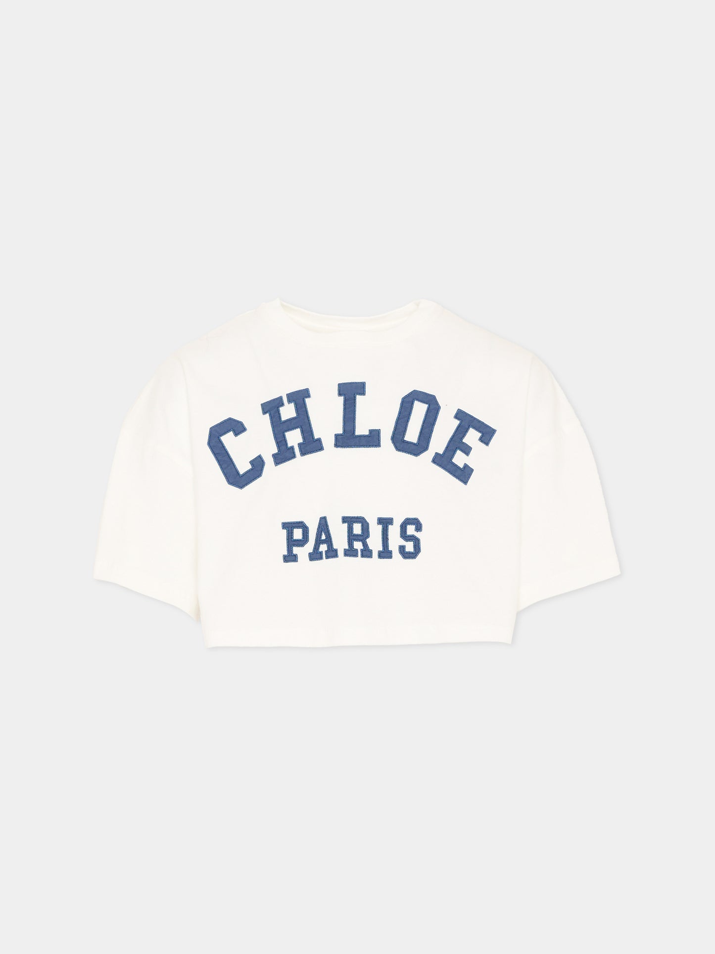 T-Shirt bianca per bambina con logo,Chloé Kids,C20862 117